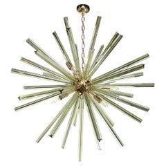 Modernist Hand-Blown Murano Smoked Peridot Camer Glass Sputnik Chandelier