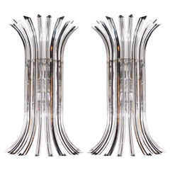 Modernist Hand Blown Murano Translucent and Smoked Glass Camer Sconces