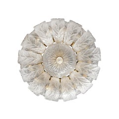 Modernist Hand-Blown Murano Translucent Glass Foglia Leaf Flushmount Chandelier