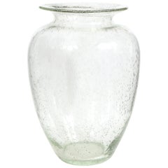 Modernist Hand Blown Murano Translucent Sea Foam Vase