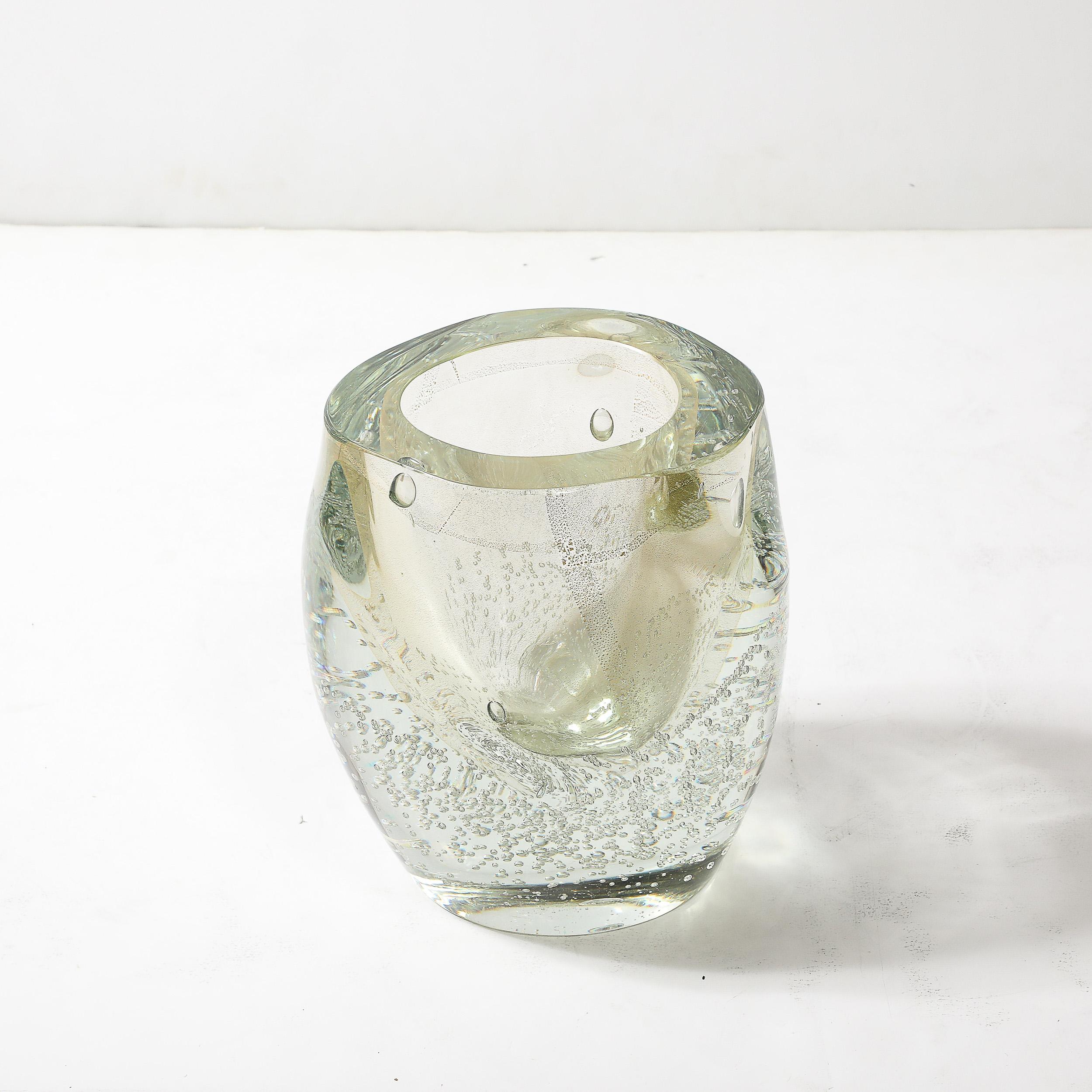Jarrón modernista de cristal de Murano soplado a mano con motivos en espiral y motas de oro de 24 quilates en venta 5