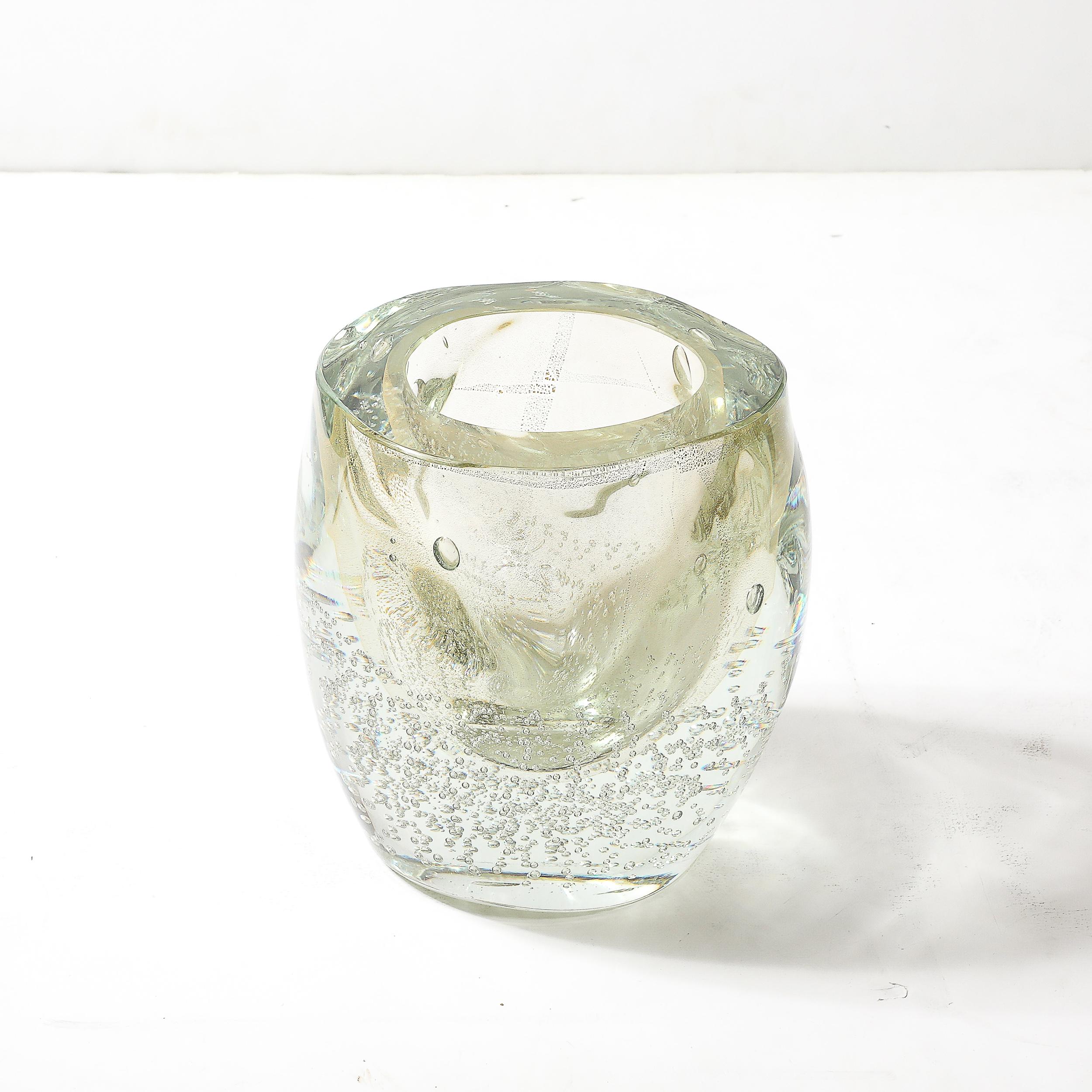 Jarrón modernista de cristal de Murano soplado a mano con motivos en espiral y motas de oro de 24 quilates en venta 7