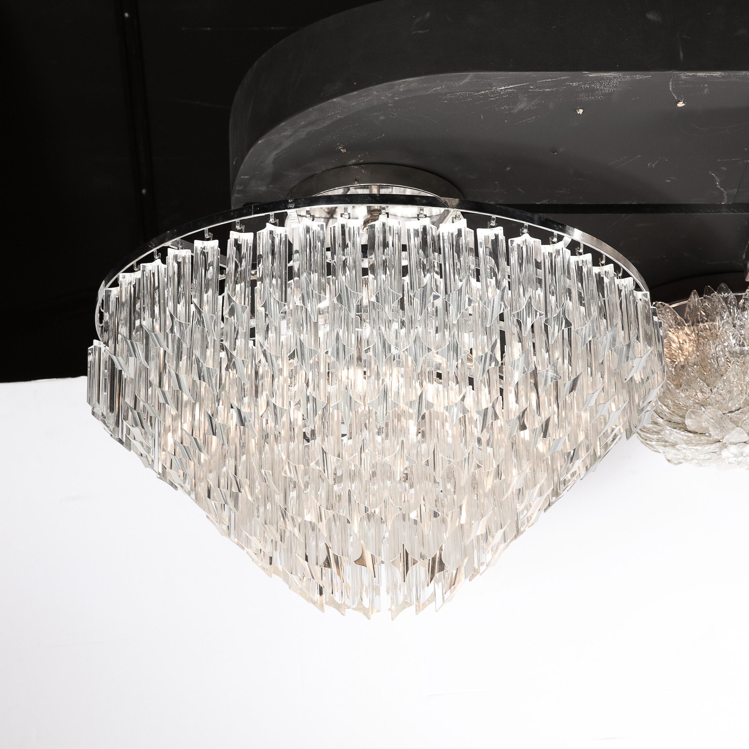 Modernist Hand-Blown Translucent Murano Glass Camer Semi-Flush Mount Chandelier 5