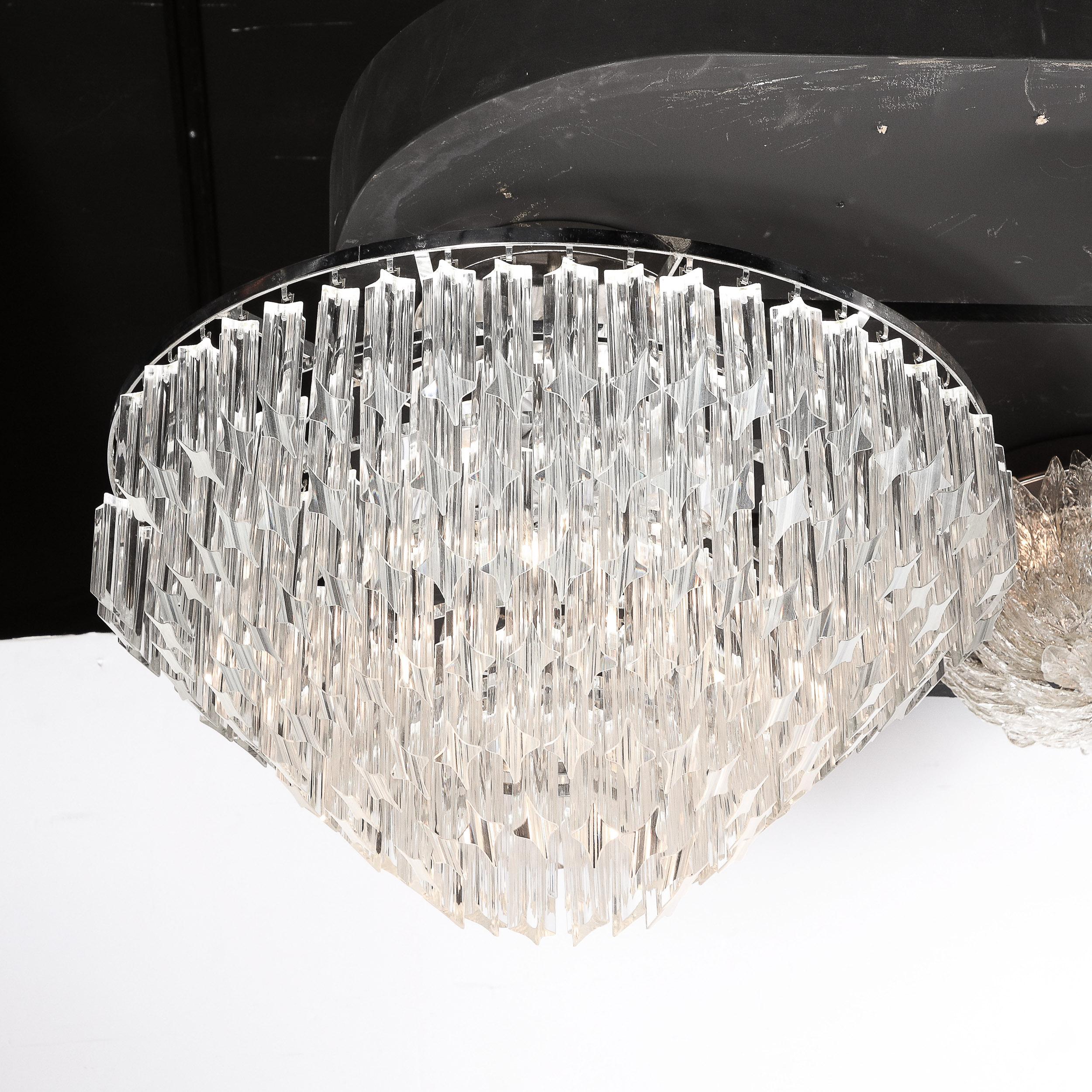 Modernist Hand-Blown Translucent Murano Glass Camer Semi-Flush Mount Chandelier 6