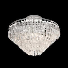 Modernist Hand-Blown Translucent Murano Glass Camer Semi-Flush Mount Chandelier