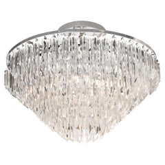 Modernist Hand-Blown Translucent Murano Glass Camer Semi-Flush Mount Chandelier