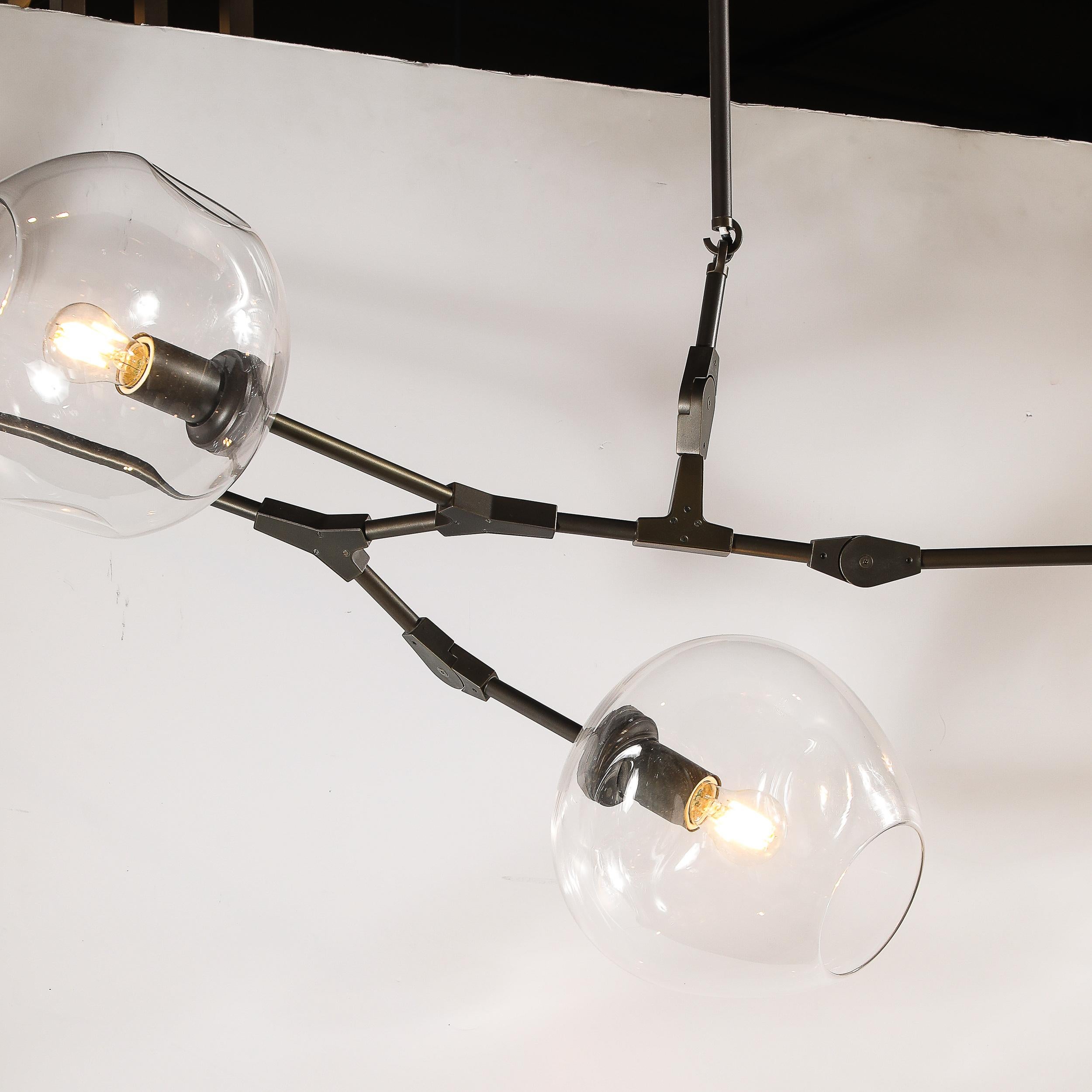 Americano Lampadario modernista a cinque globi in vetro trasparente soffiato a mano di Lindsey Adelman in vendita