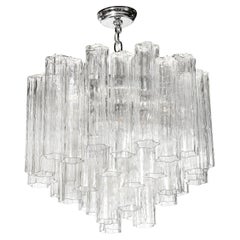Modernistischer Kronleuchter aus mundgeblasenem, transparentem Murano-Glas Tronchi