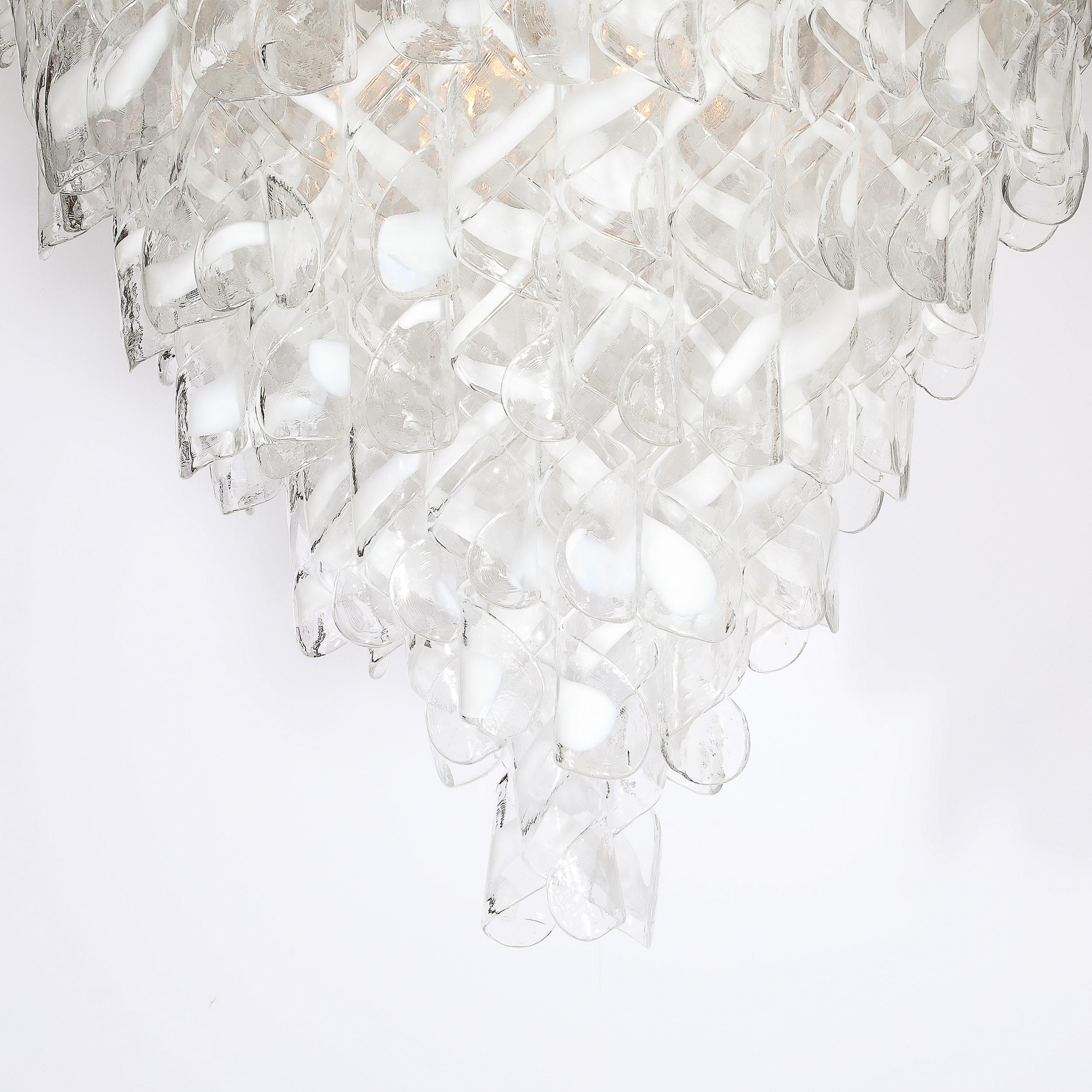Lustre moderniste Torciglioni en verre de Murano blanc et translucide soufflé à la main en vente 4