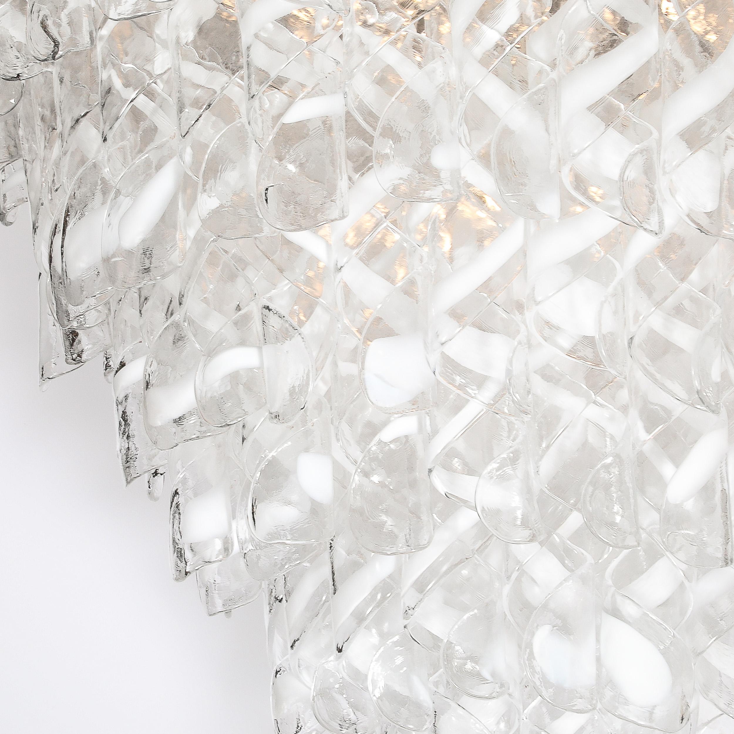 Lustre moderniste Torciglioni en verre de Murano blanc et translucide soufflé à la main en vente 5