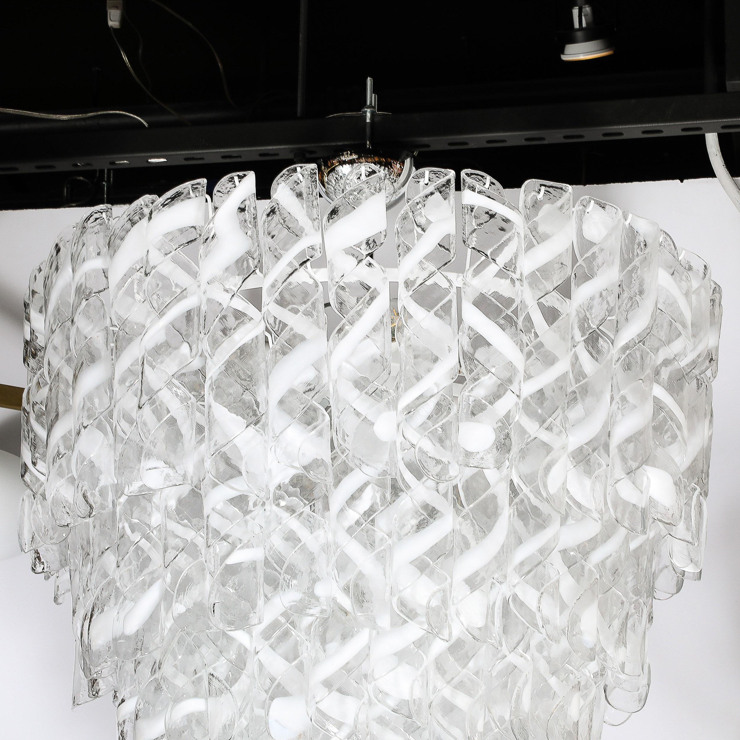 Lustre moderniste Torciglioni en verre de Murano blanc et translucide soufflé à la main en vente 6