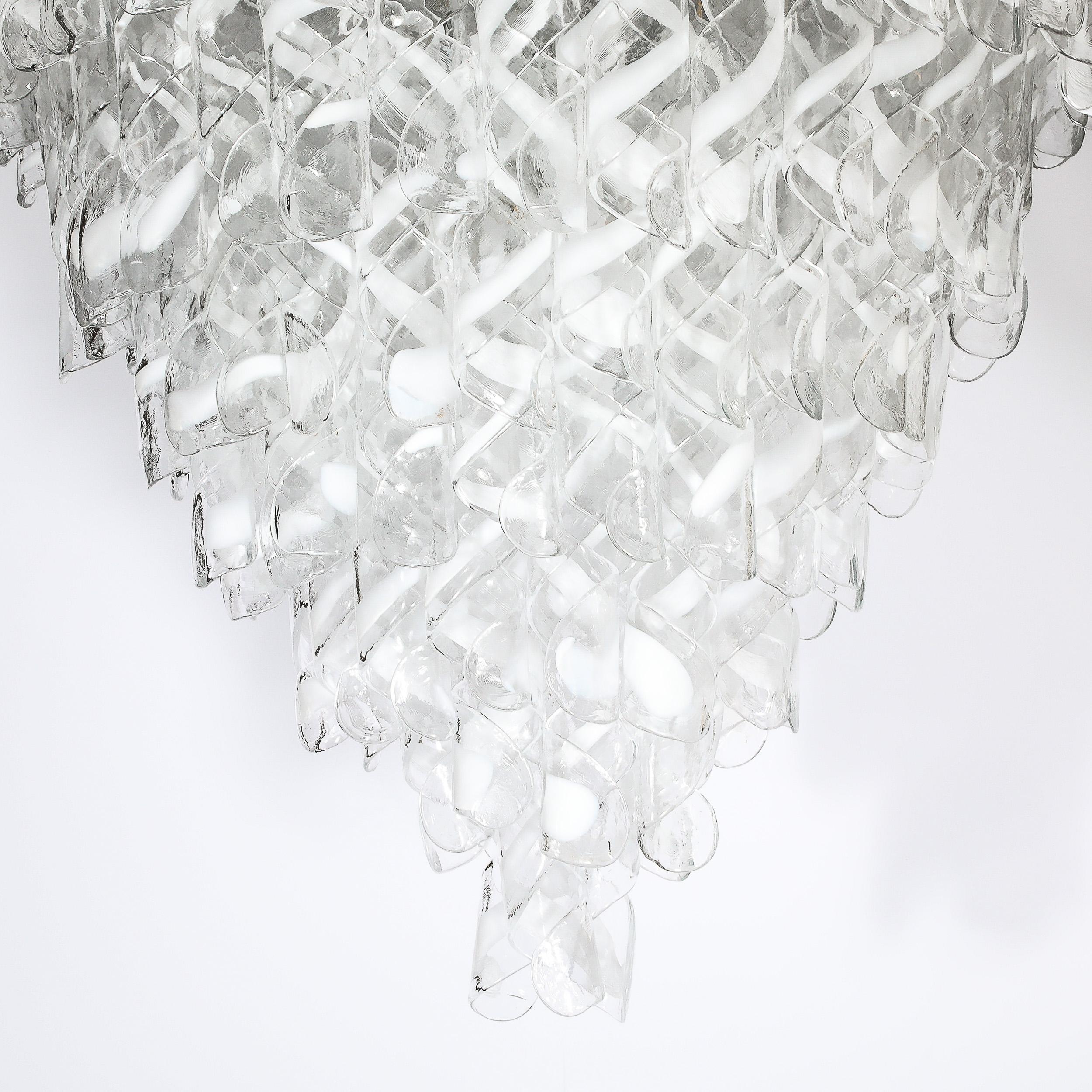 Lustre moderniste Torciglioni en verre de Murano blanc et translucide soufflé à la main en vente 7