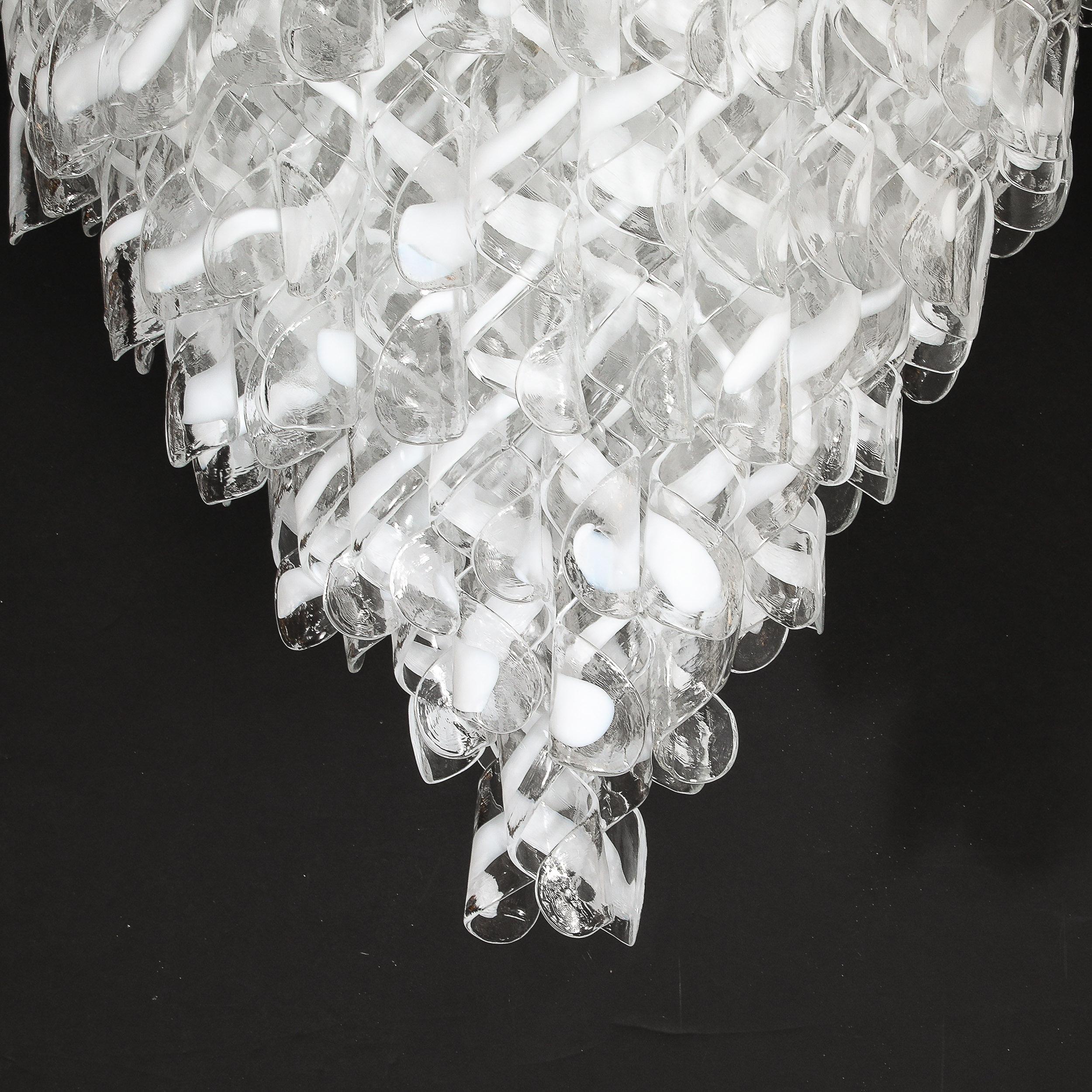 Lustre moderniste Torciglioni en verre de Murano blanc et translucide soufflé à la main en vente 11