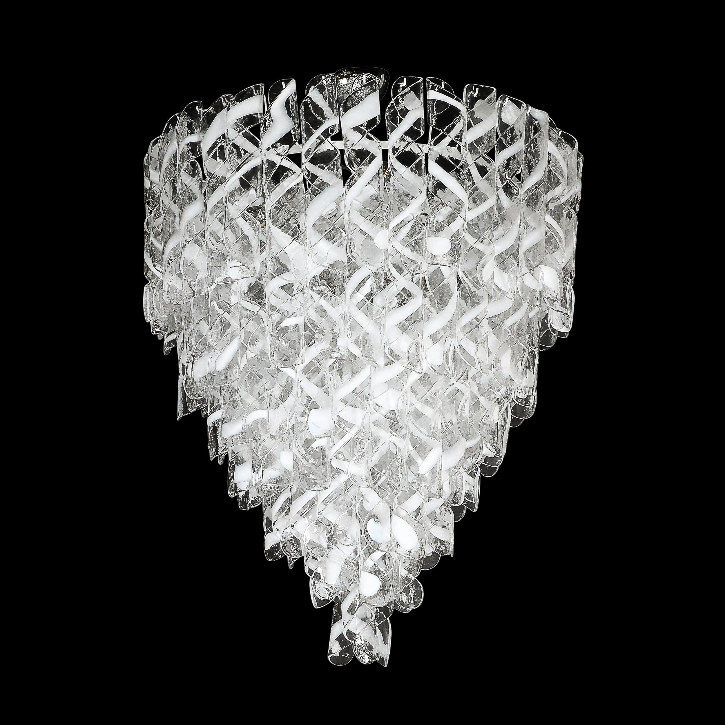 Lustre moderniste Torciglioni en verre de Murano blanc et translucide soufflé à la main en vente 13
