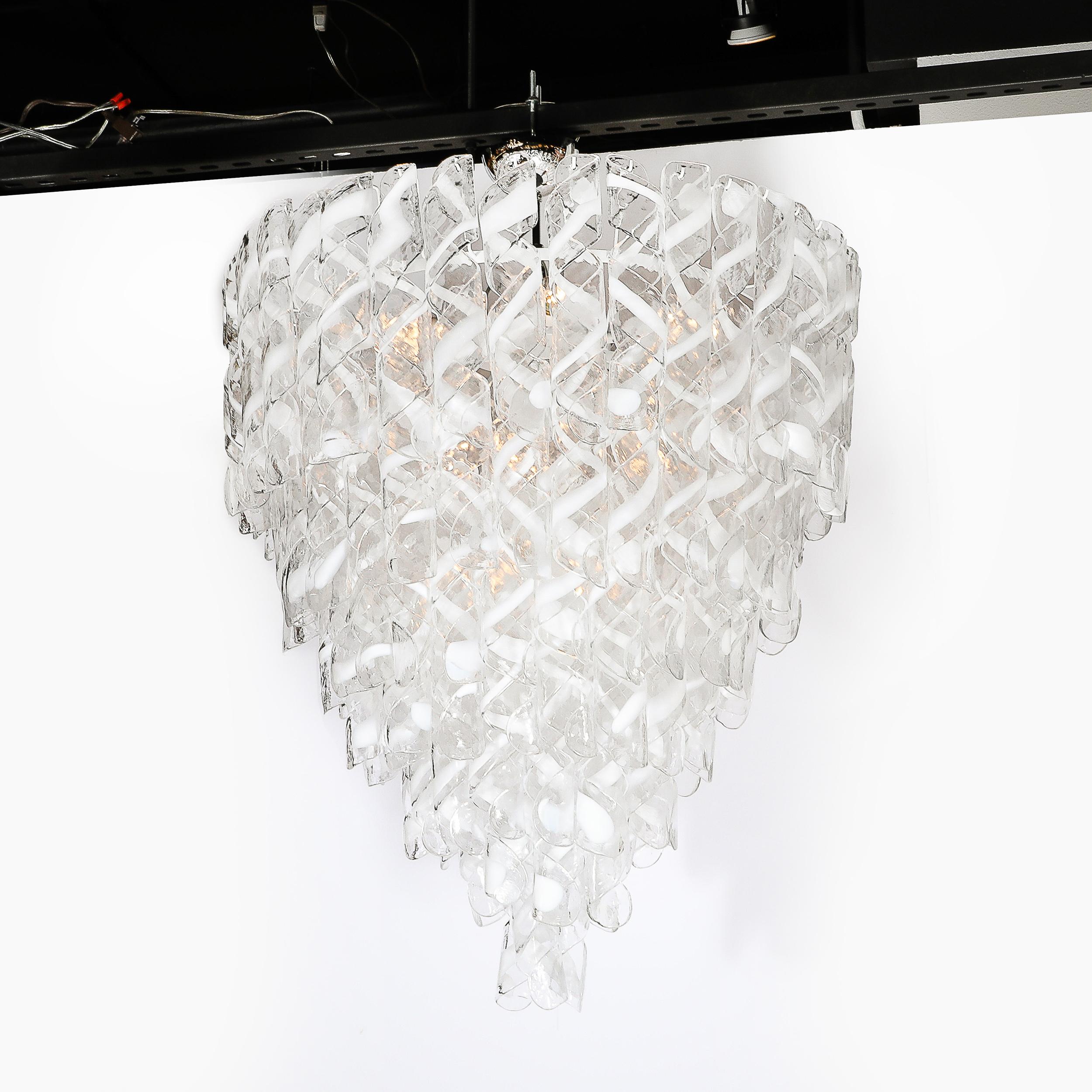 Lustre moderniste Torciglioni en verre de Murano blanc et translucide soufflé à la main en vente 1
