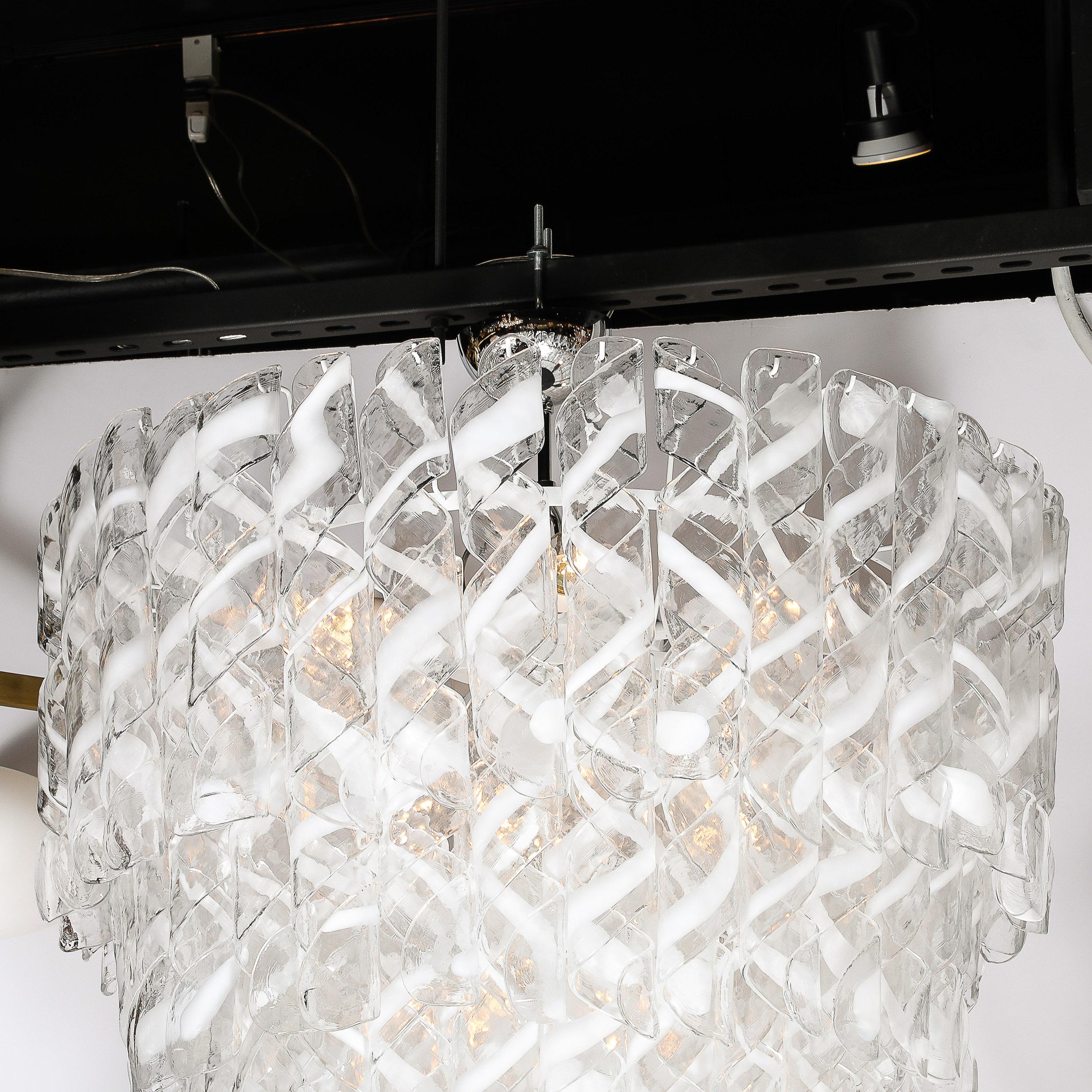 Lustre moderniste Torciglioni en verre de Murano blanc et translucide soufflé à la main en vente 2