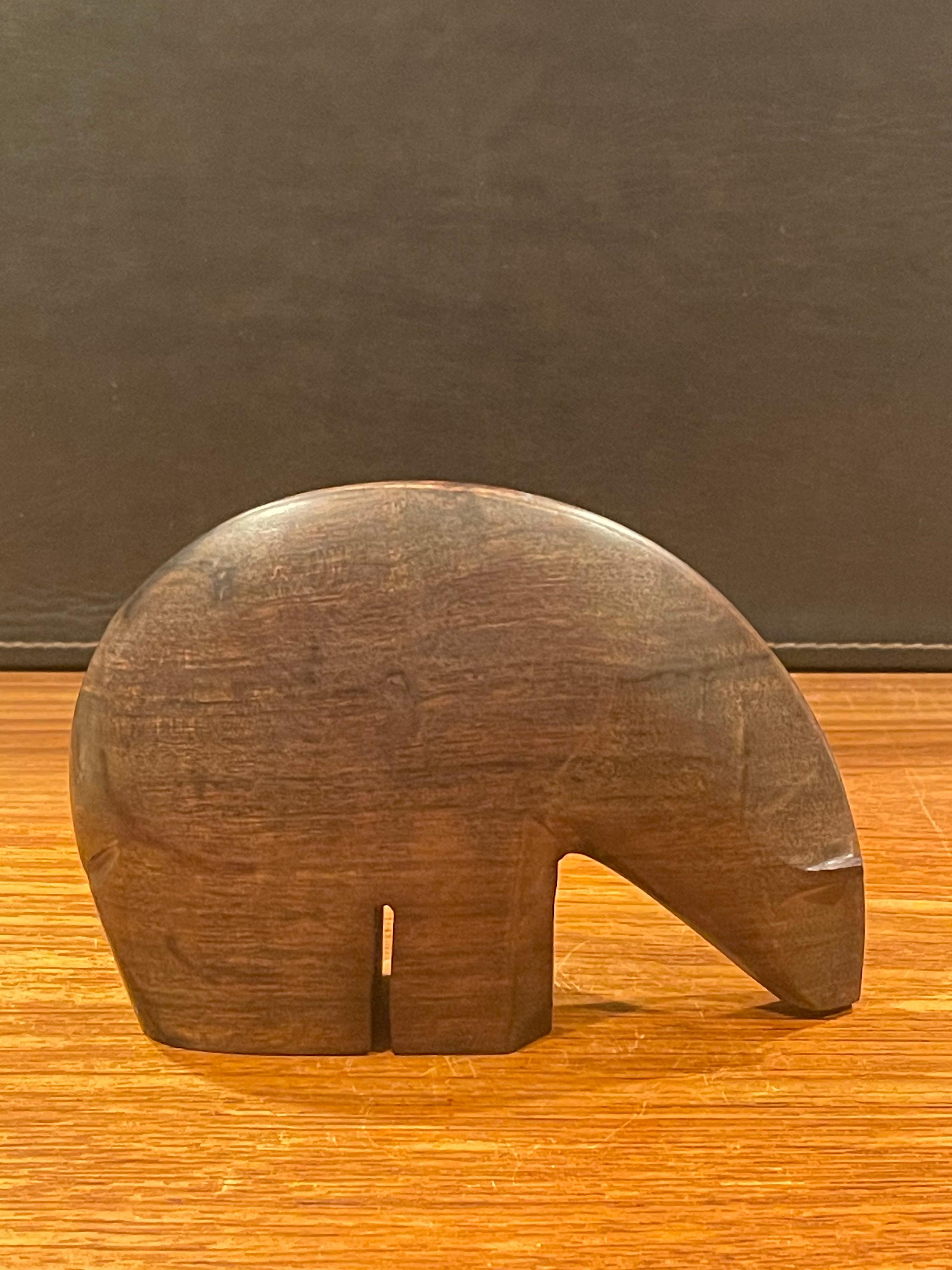 Mid-Century Modern Modernist Hand Carved Rosewood Polar Bear Sculpture in the Style of Tjomsland For Sale