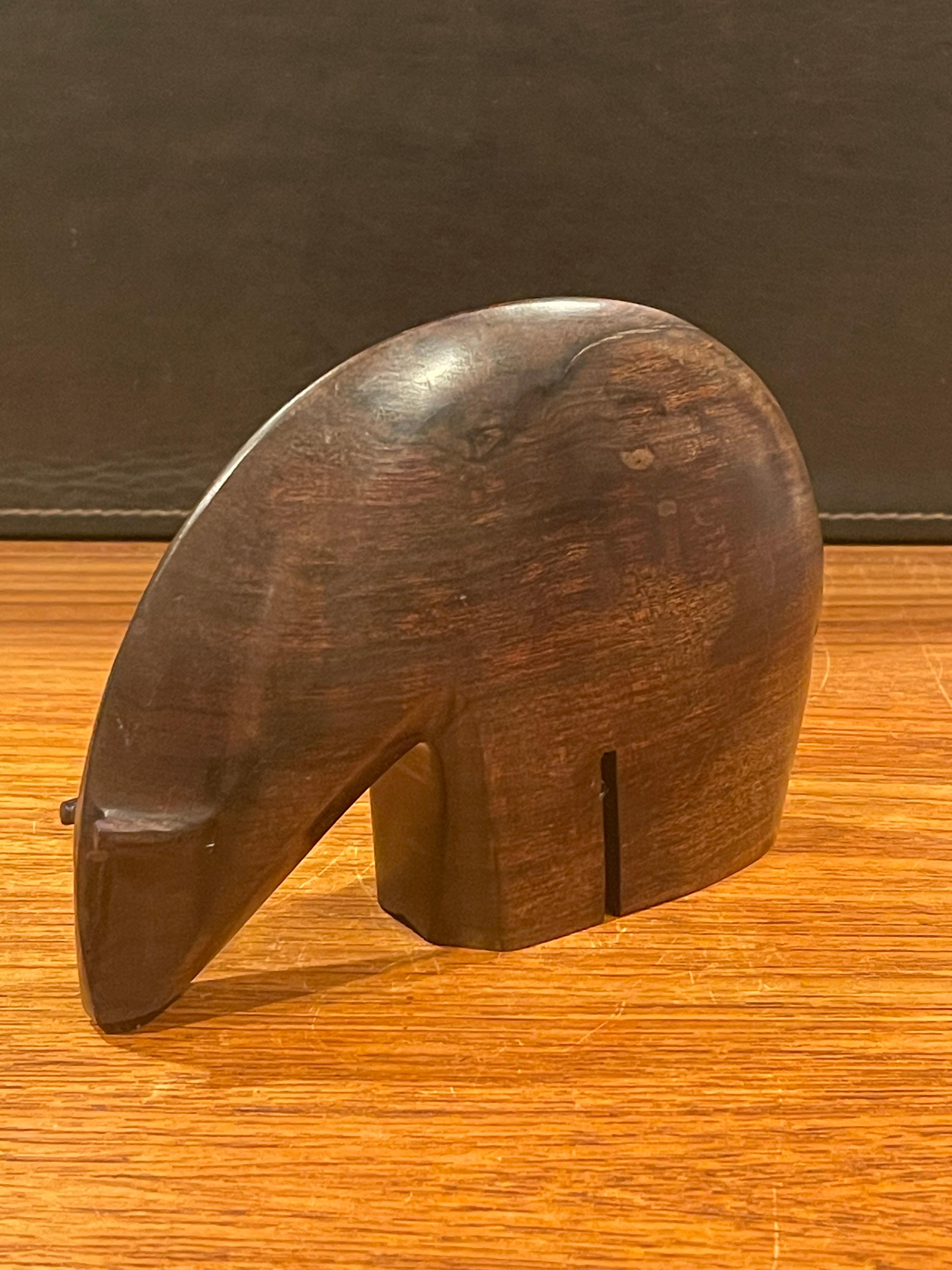 20th Century Modernist Hand Carved Rosewood Polar Bear Sculpture in the Style of Tjomsland For Sale