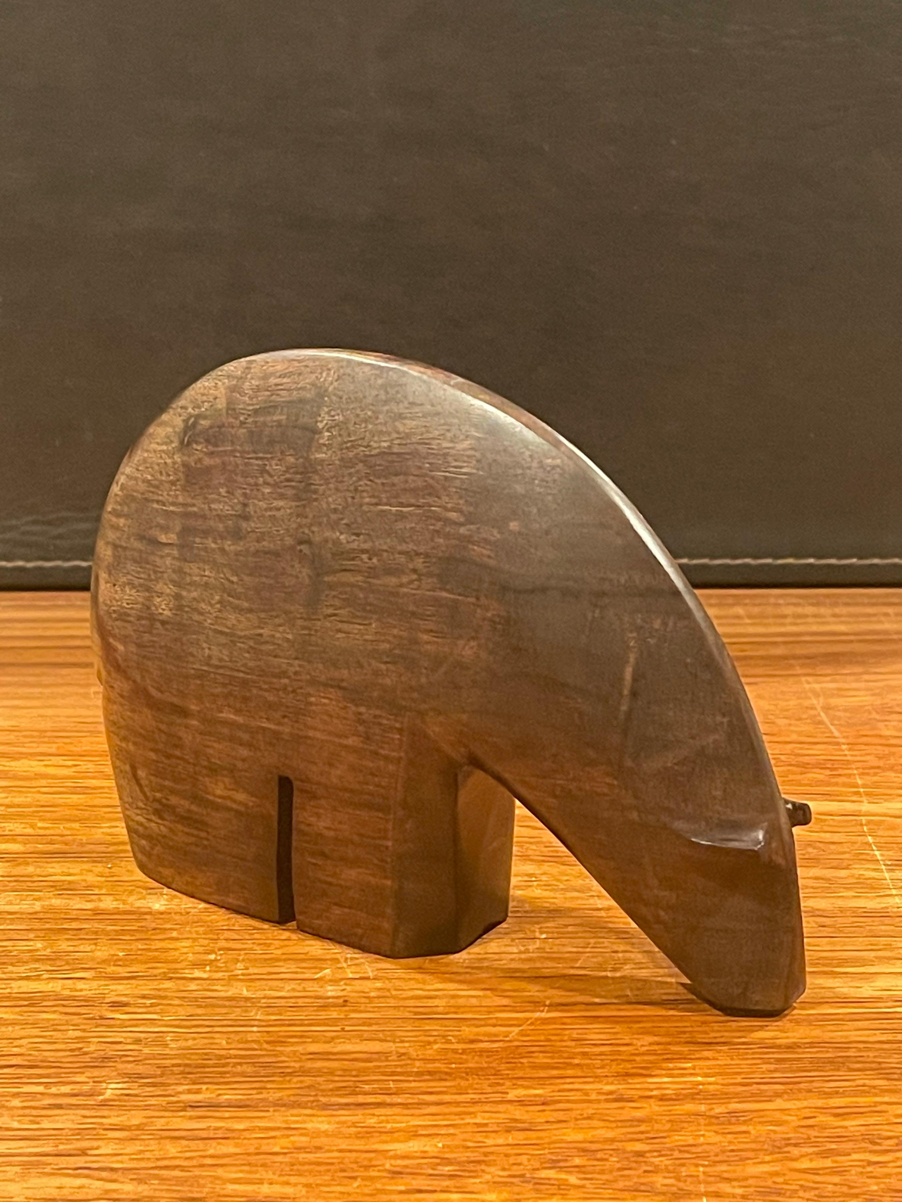 Modernist Hand Carved Rosewood Polar Bear Sculpture in the Style of Tjomsland For Sale 2