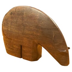 Modernist Hand Carved Rosewood Polar Bear Sculpture in the Style of Tjomsland