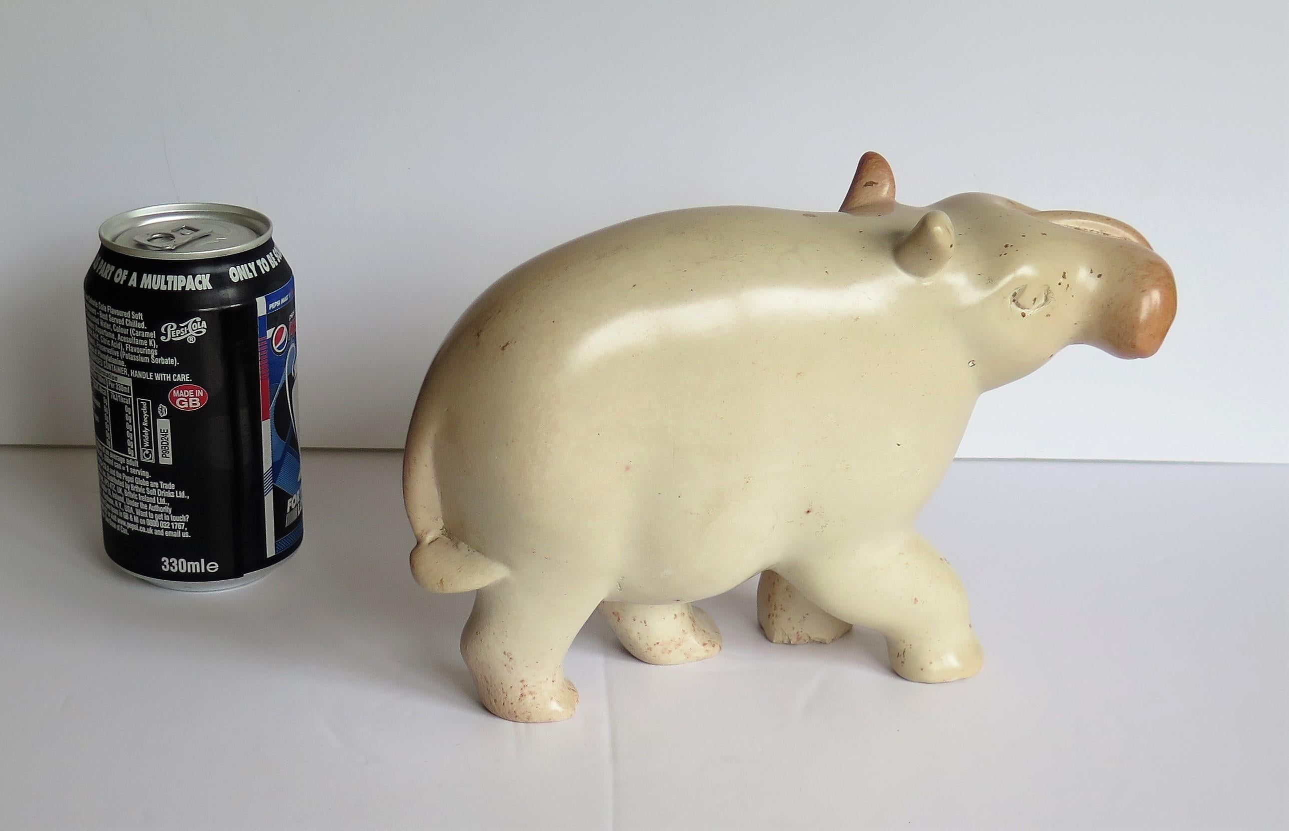 Modernist Hand Carved Stone Hippo or Paperweight, Folk Art Mid-20th Century 12