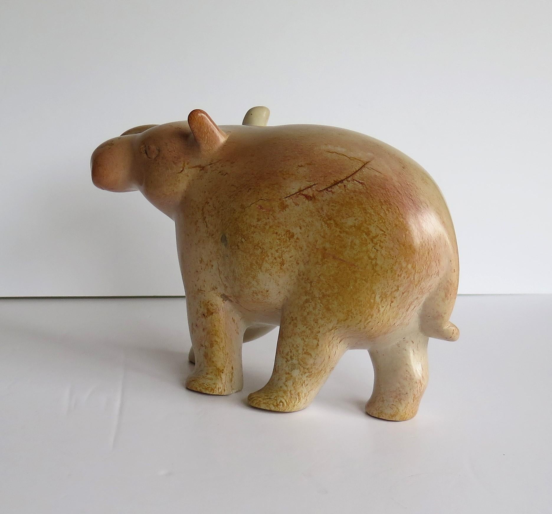 Modernist Hand Carved Stone Hippo or Paperweight, Folk Art Mid-20th Century In Good Condition In Lincoln, Lincolnshire
