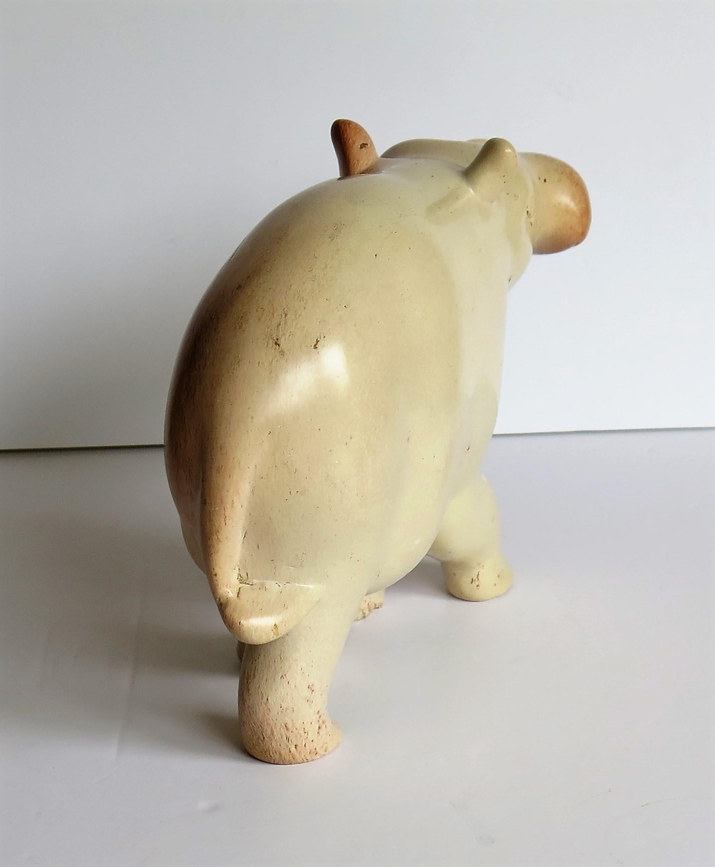 Modernist Hand Carved Stone Hippo or Paperweight, Folk Art Mid-20th Century 1
