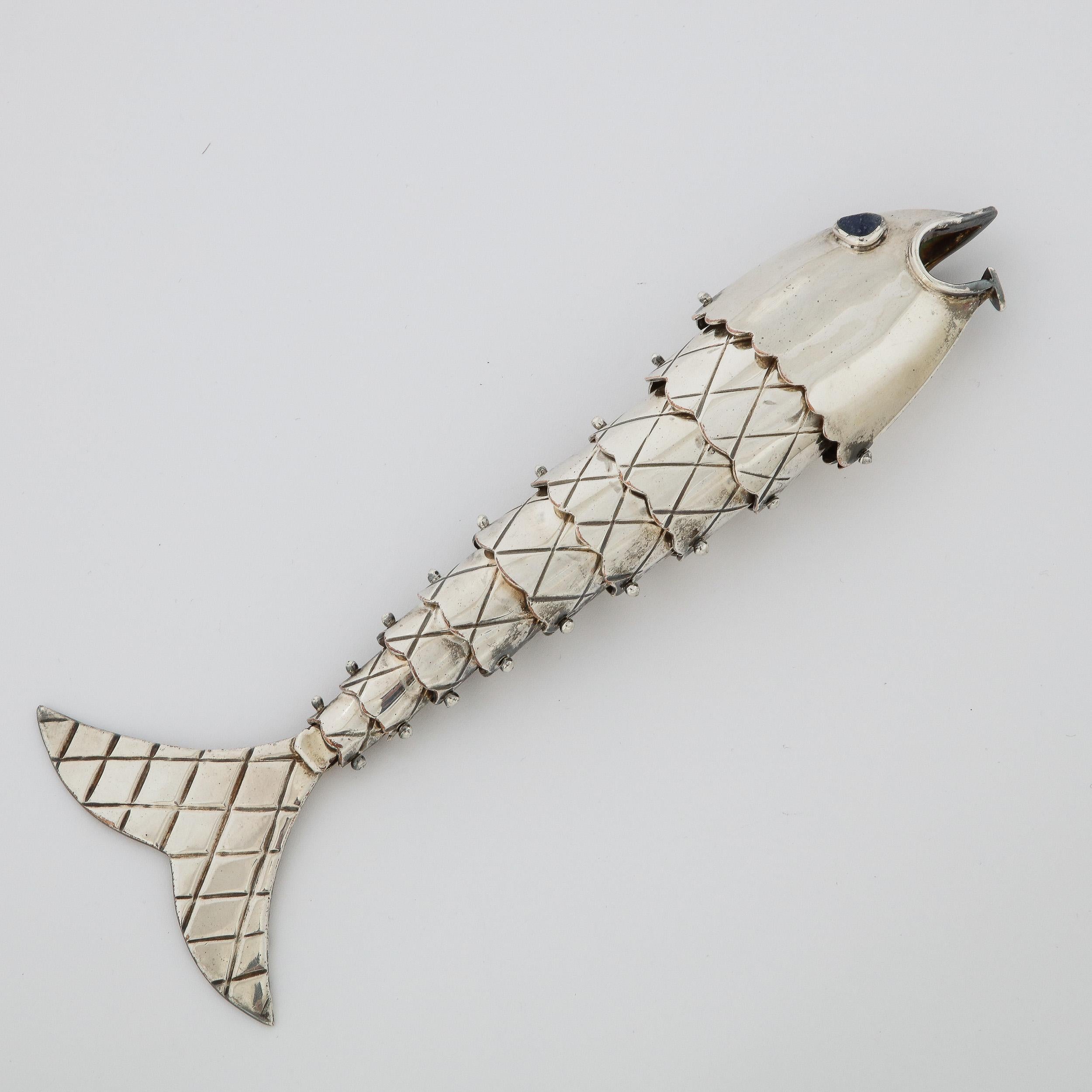 Mexican Modernist Hand Crafted Silver Plate Fish Bottle Opener by Emilia Castillo