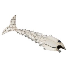 Vintage Modernist Hand Crafted Silver Plate Fish Bottle Opener by Emilia Castillo