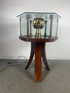 Modernist Hand-Crafted Walnut & Glass Terrarium, , atrb Rochester Folk Art Guild