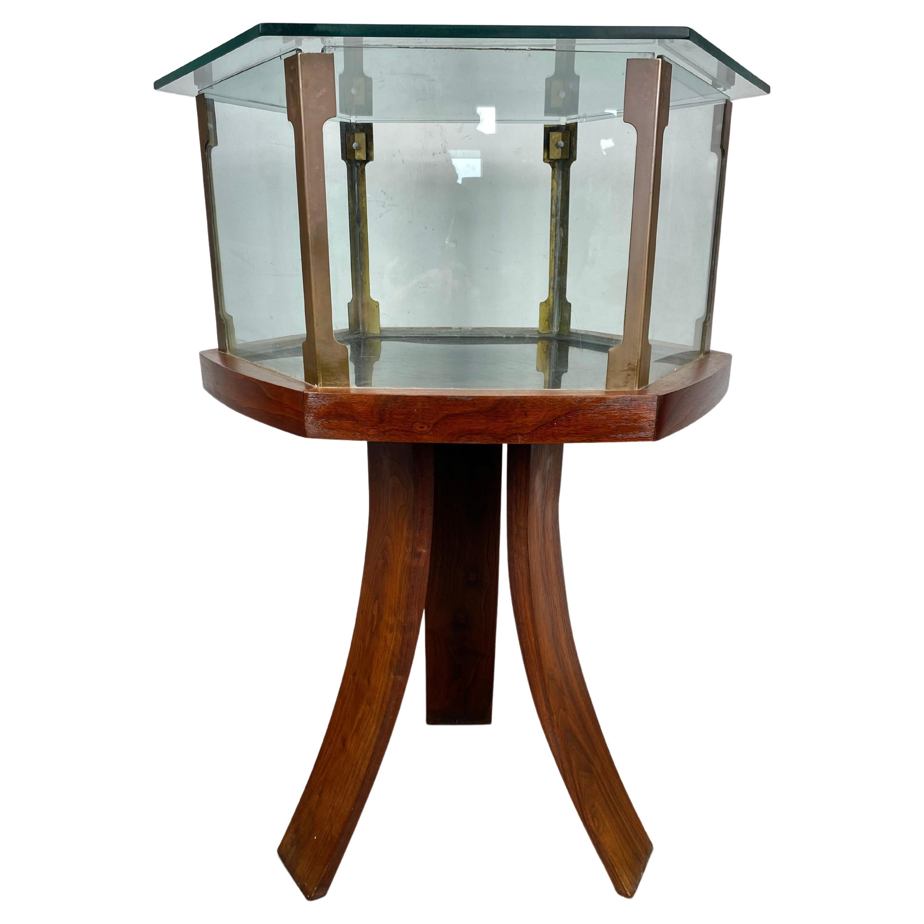 Modernist Hand-Crafted Walnut & Glass Terrarium, , atrb Rochester Folk Art Guild For Sale