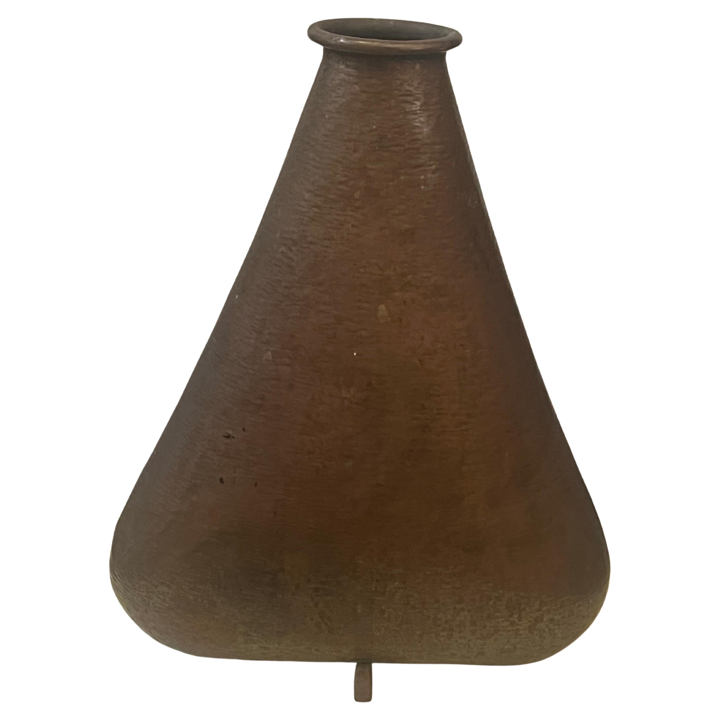 Modernist Hand Hammered Patinated Rare Bronze Vase by Richard Rohac For Sale