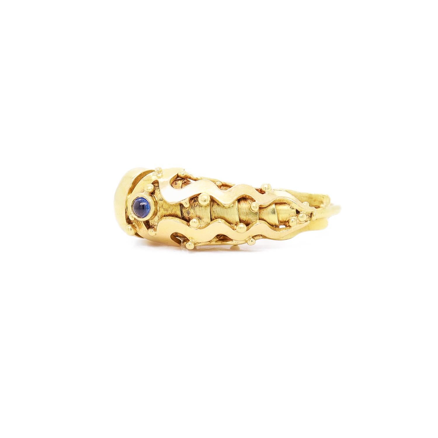 Bague moderniste en or 18K et serti de pierres précieuses Cicada / Insecte figuratif, faite à la main en vente 4