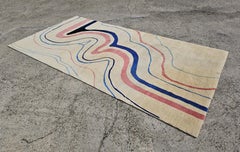 Modernist Hand Tufted Rug with Abstract Pattern, 100% wool, one of a kind