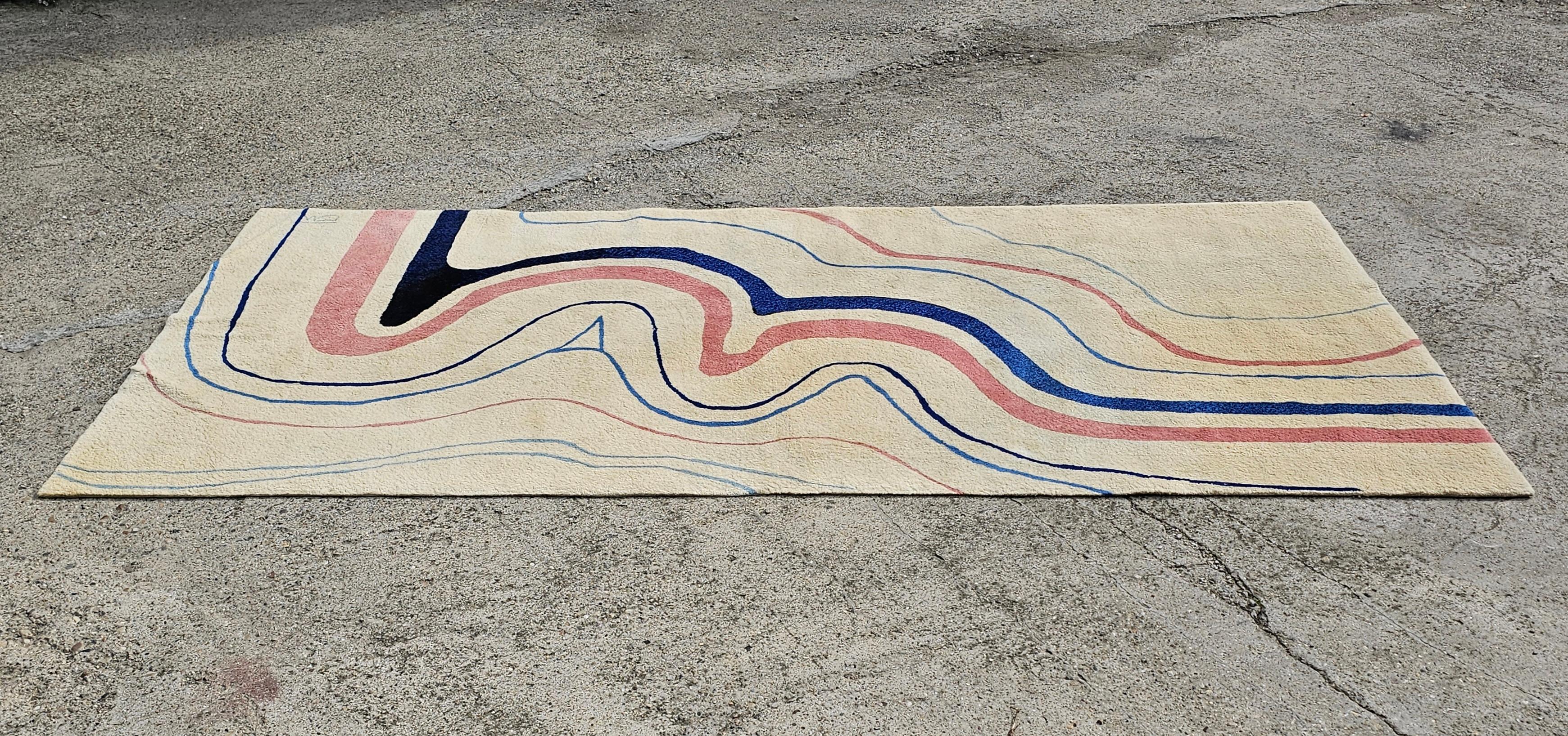Croatian Modernist Hand Tufted Rug with Abstract Pattern, 100% wool, one of a kind For Sale