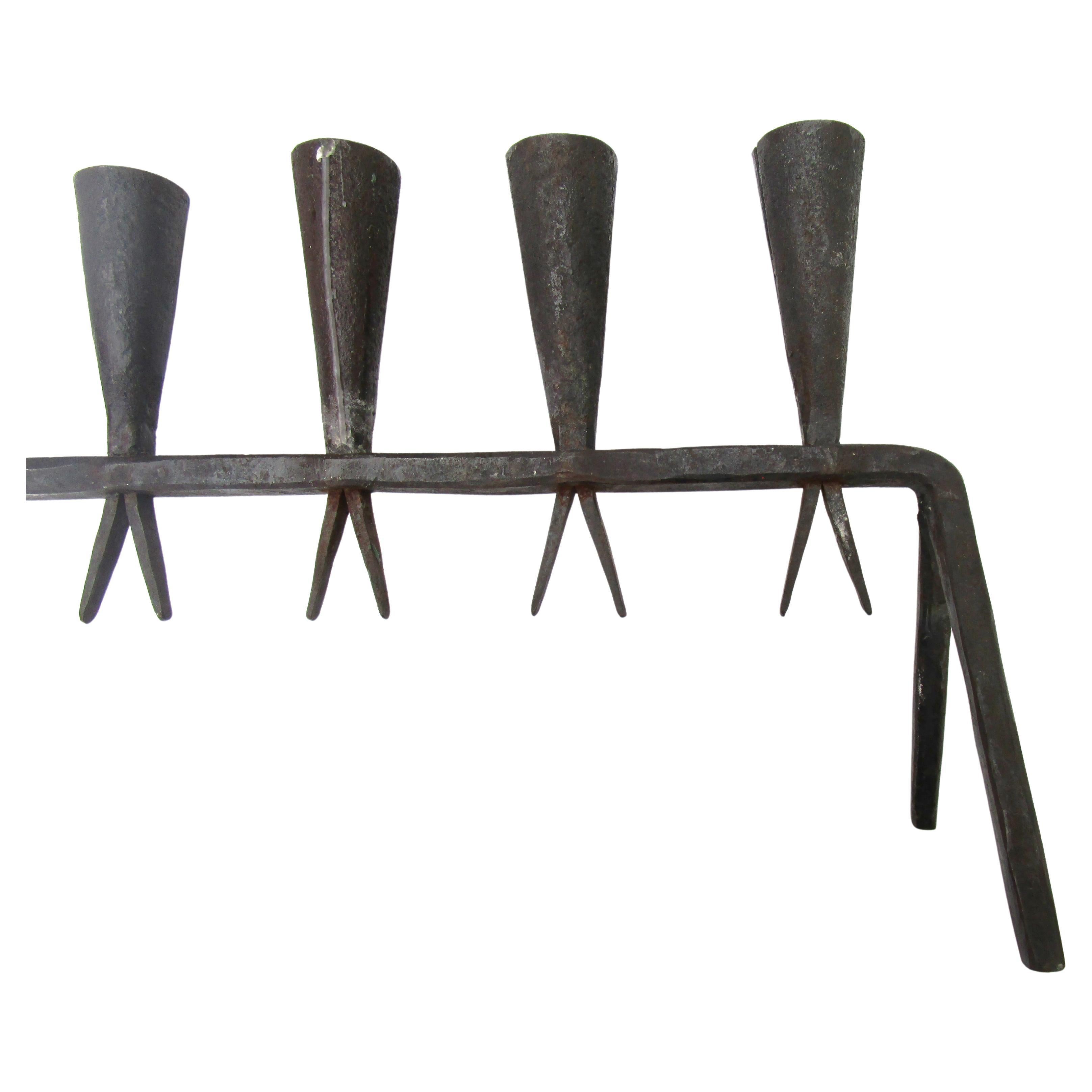 Blackened Modernist Iron Menorah