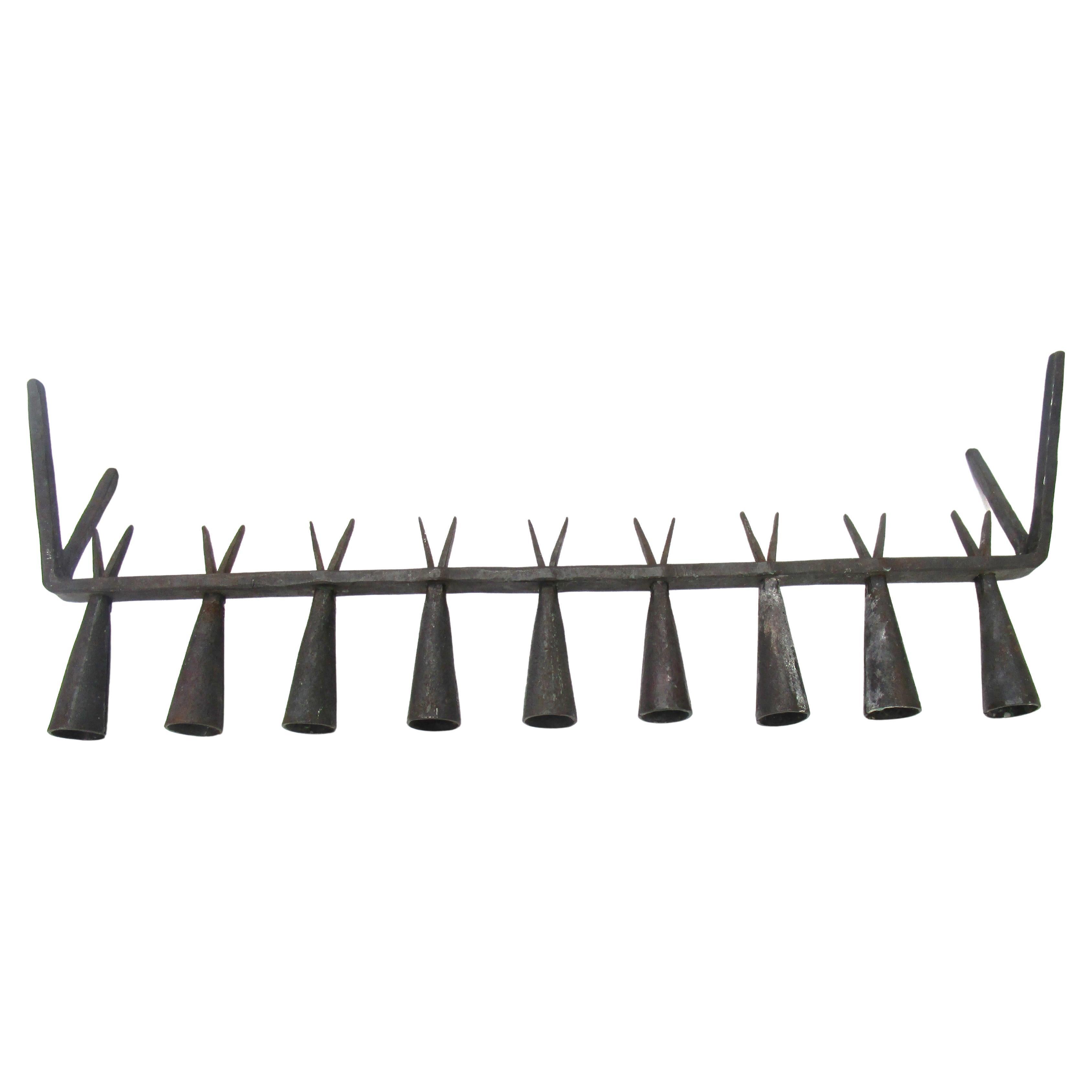 Modernist Iron Menorah In Good Condition In Rochester, NY