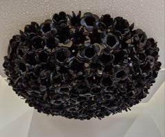 Modernist Handblown Murano Black Rose Chandelier