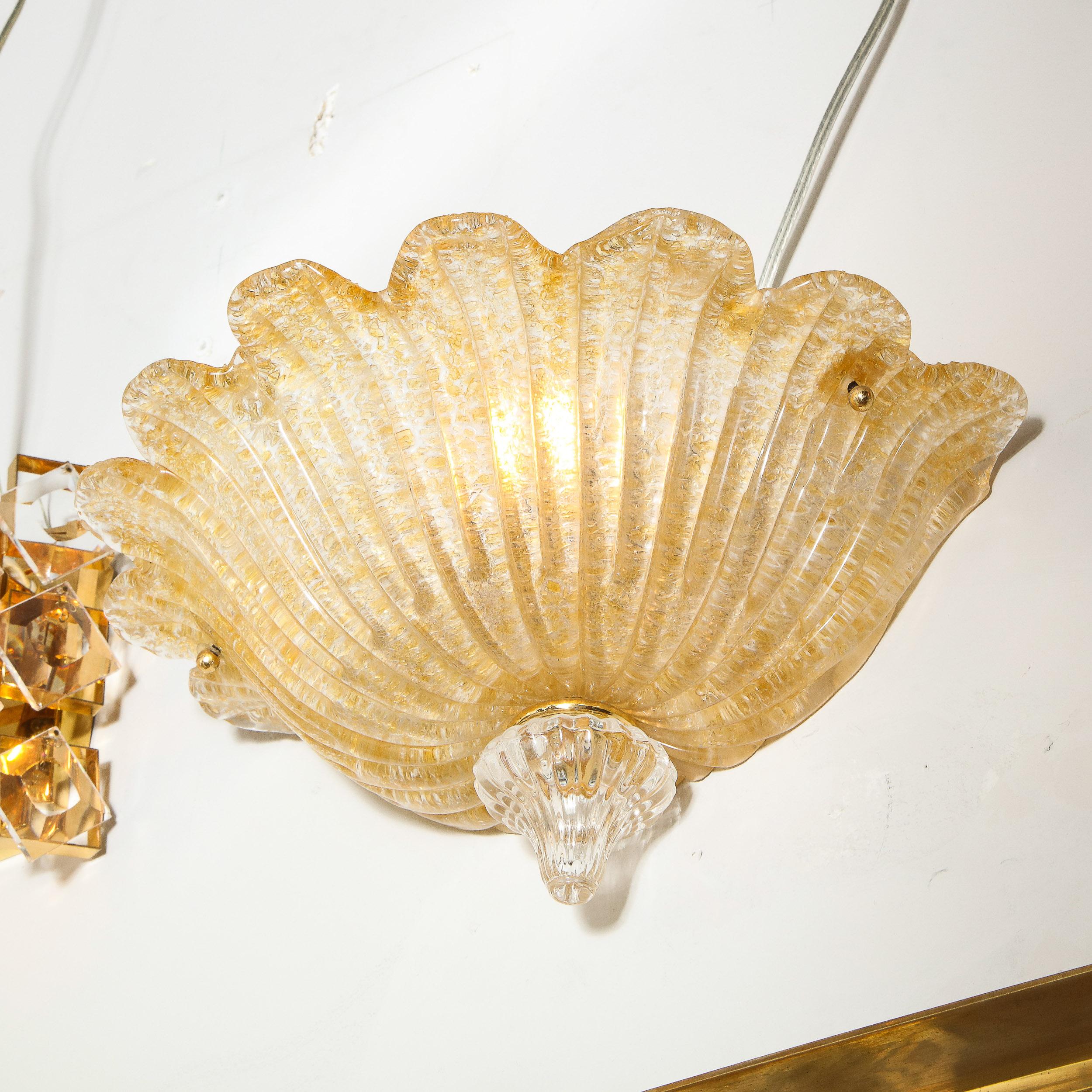 Modernist Handblown Murano Glass Sconce with 24kt Gold Flecks & Brass Fittings 1
