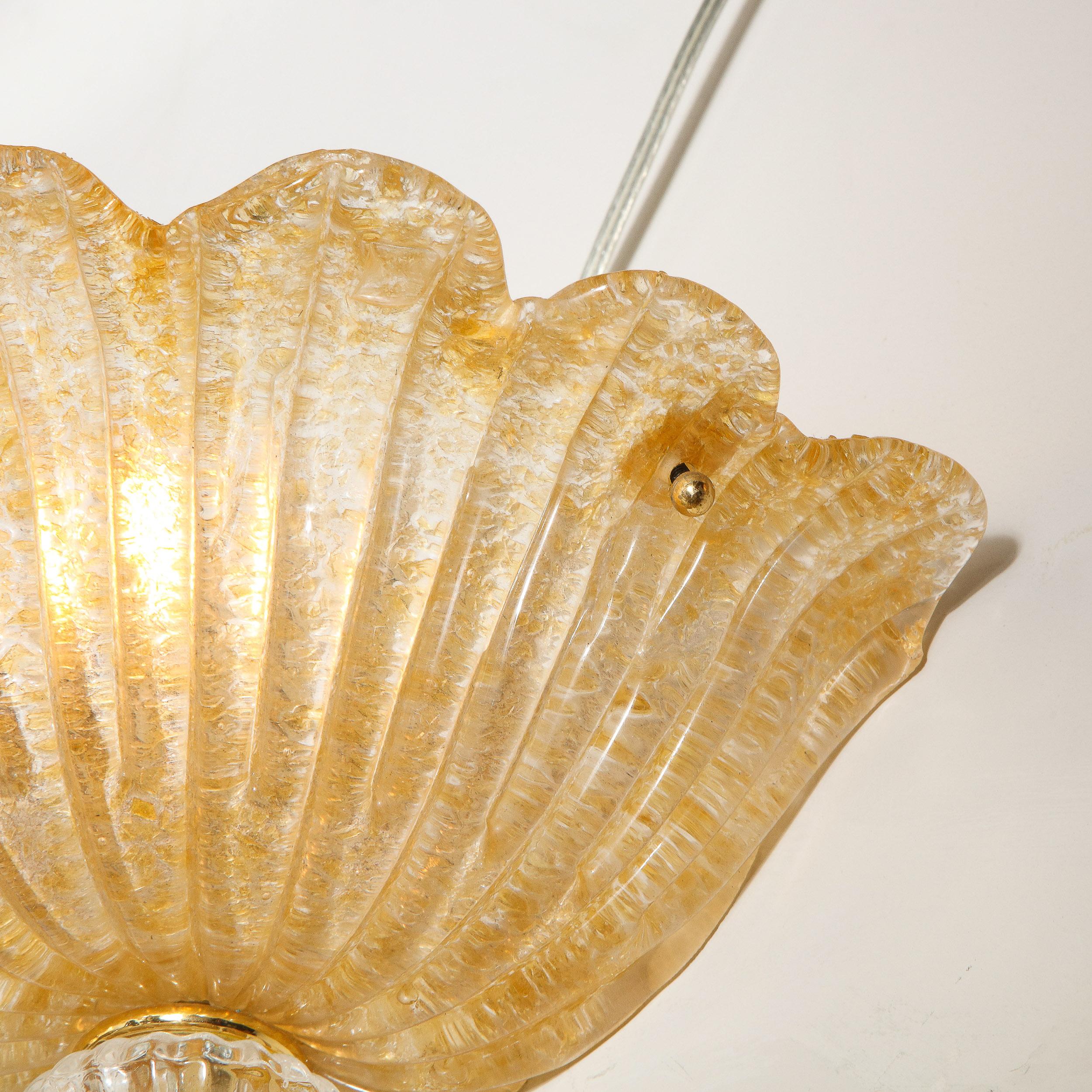 Modernist Handblown Murano Glass Sconce with 24kt Gold Flecks & Brass Fittings 3
