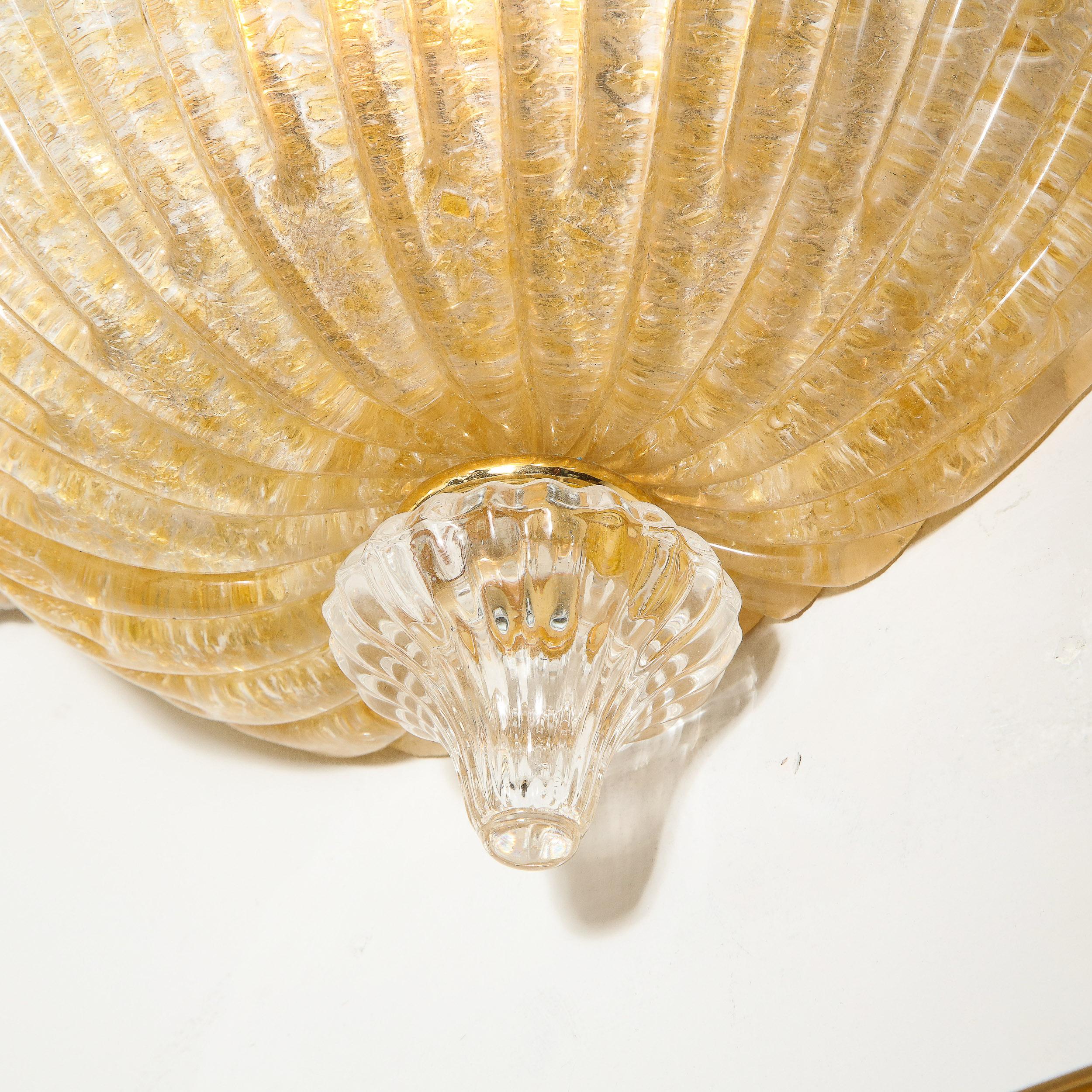 Modernist Handblown Murano Glass Sconce with 24kt Gold Flecks & Brass Fittings 4