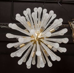 Modernist Hand Blown Murano Glass Sputnik Chandelier with Brass Fittings