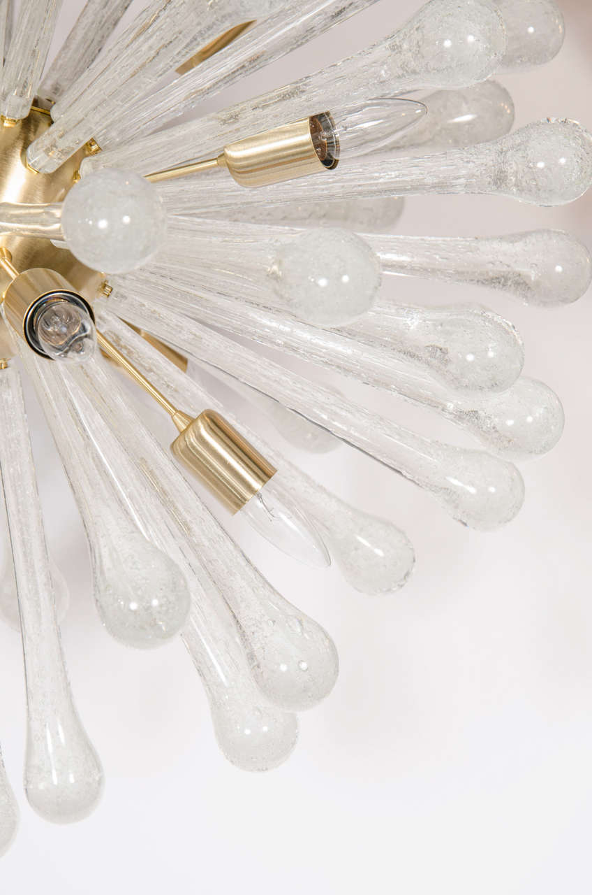 Contemporary Modernist Hand Blown Murano Glass Sputnik Chandelier with Brass Fittings For Sale