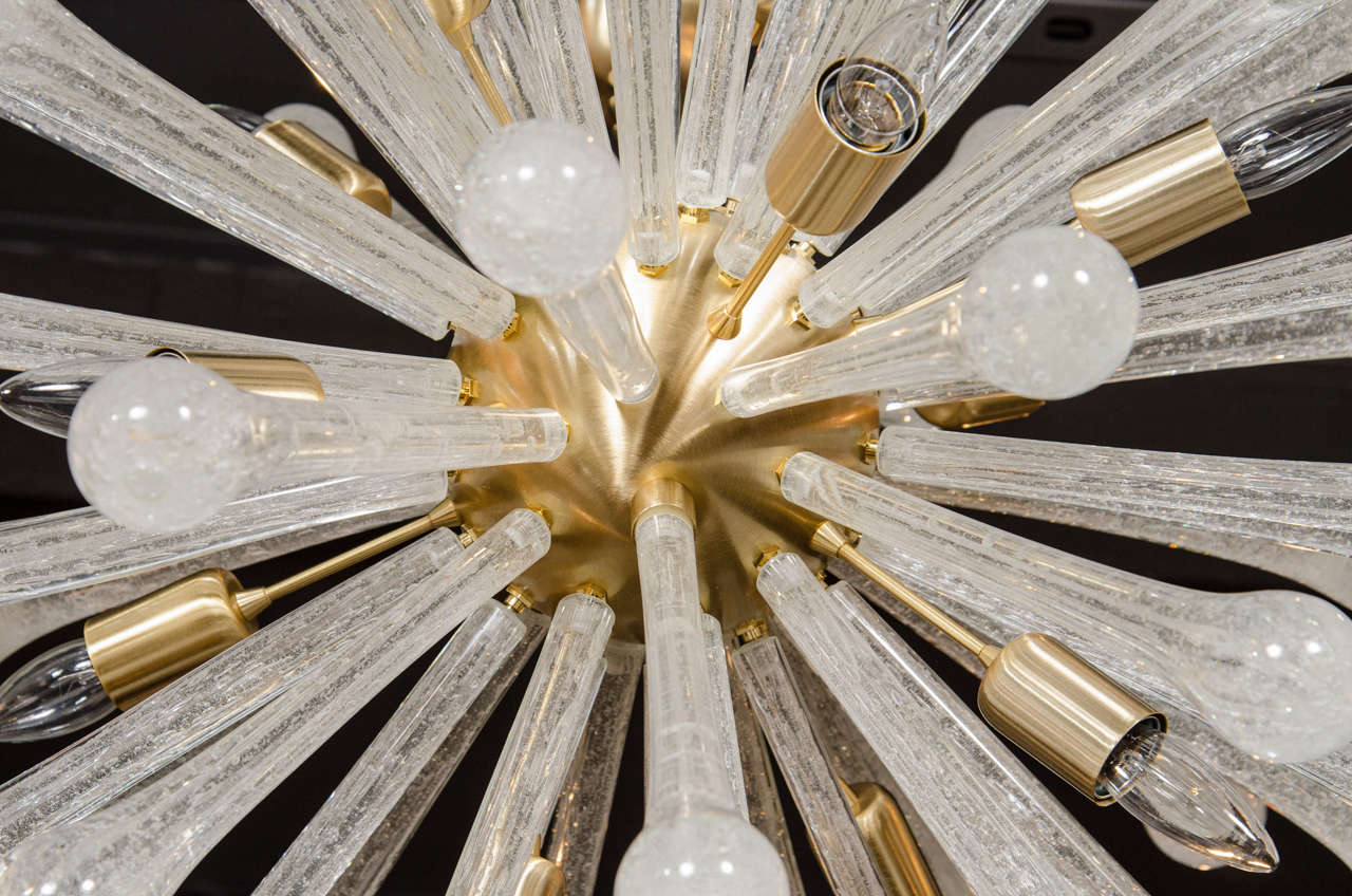 Modernist Hand Blown Murano Glass Sputnik Chandelier with Brass Fittings For Sale 1