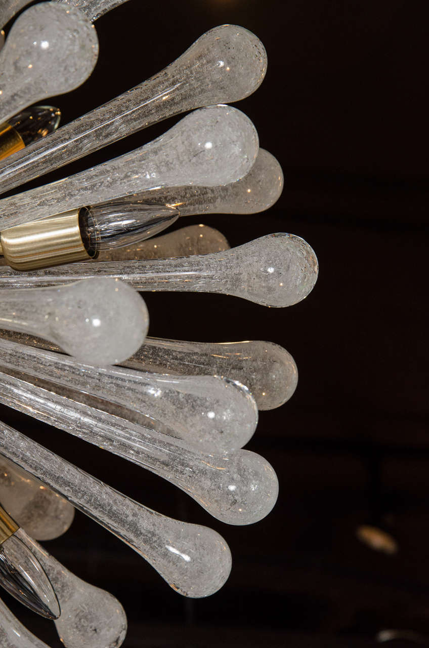 Modernist Hand Blown Murano Glass Sputnik Chandelier with Brass Fittings For Sale 2
