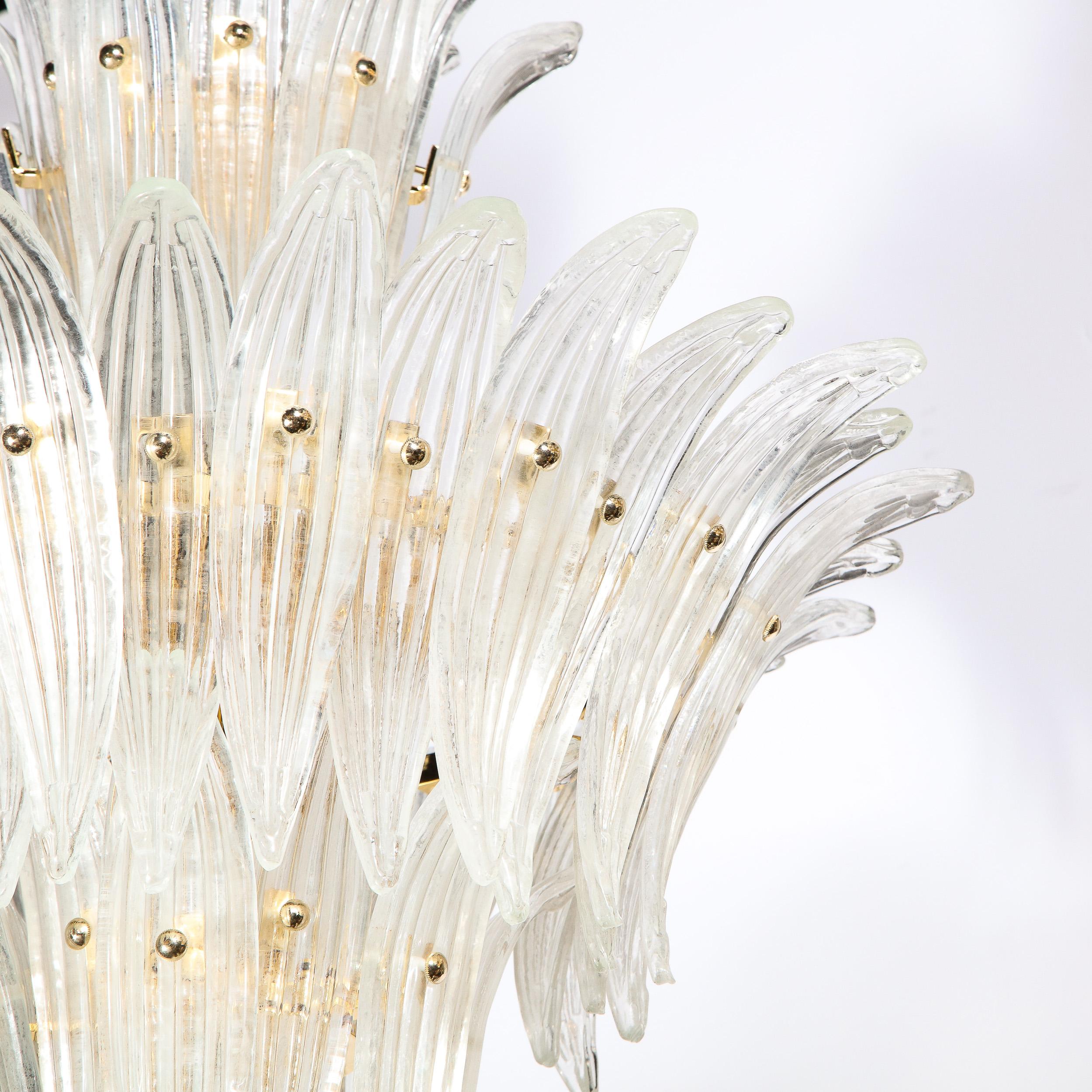 Modernist Handblown Murano Glass Three Tier Palma Chandelier with Brass Fittings 6
