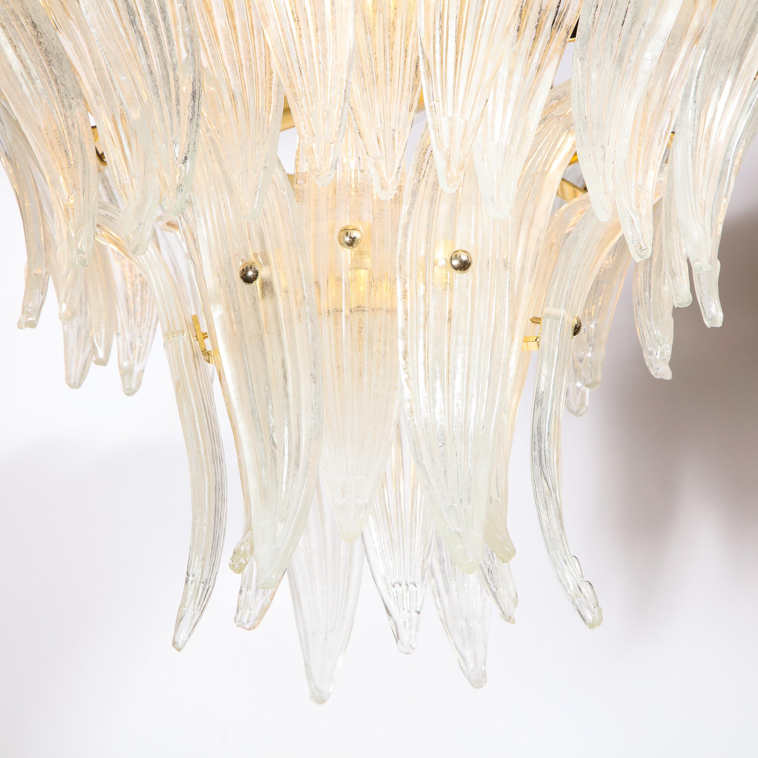 Lustre Palma à trois niveaux en verre de Murano soufflé à la main avec accessoires en laiton en vente 4