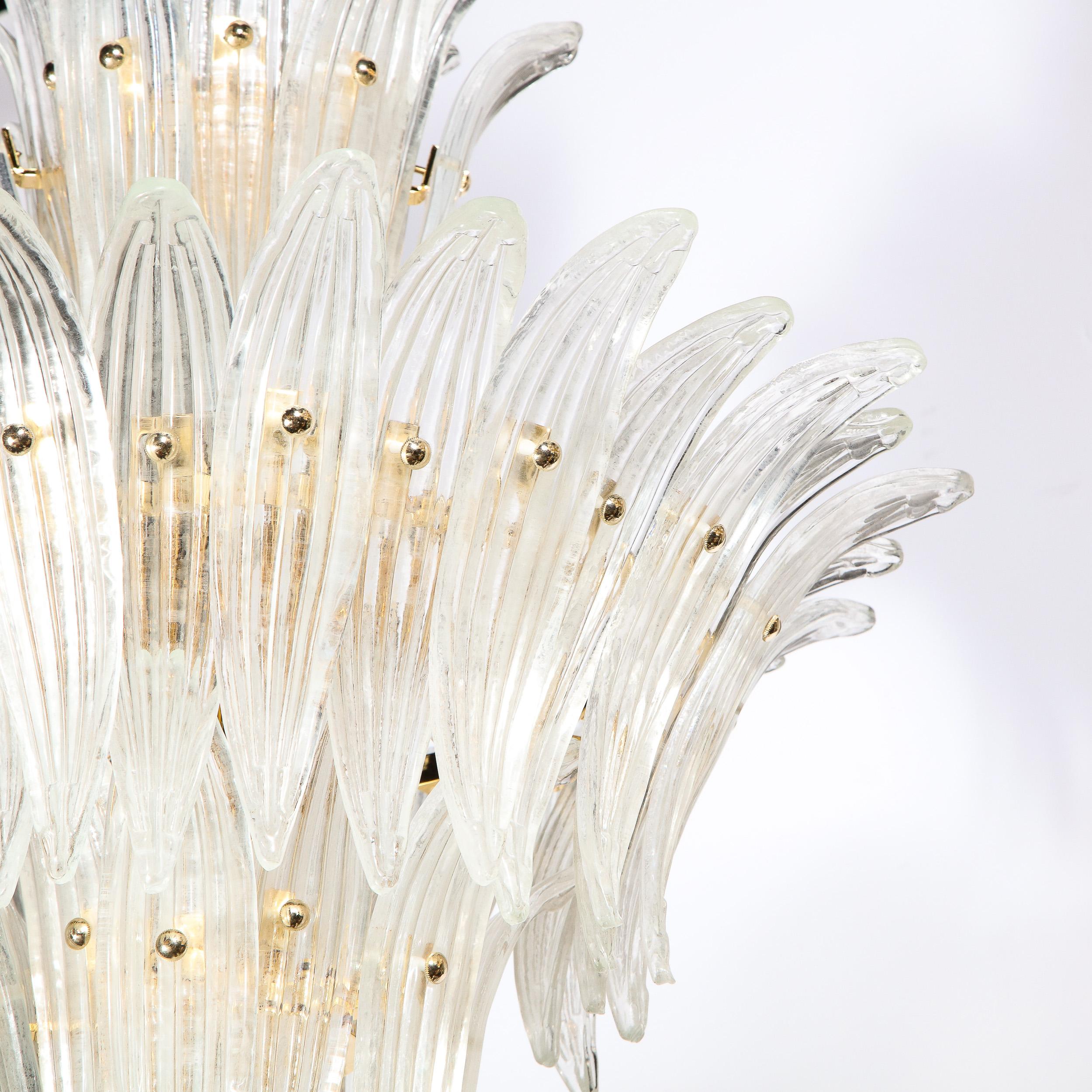 Lustre Palma à trois niveaux en verre de Murano soufflé à la main avec accessoires en laiton en vente 5