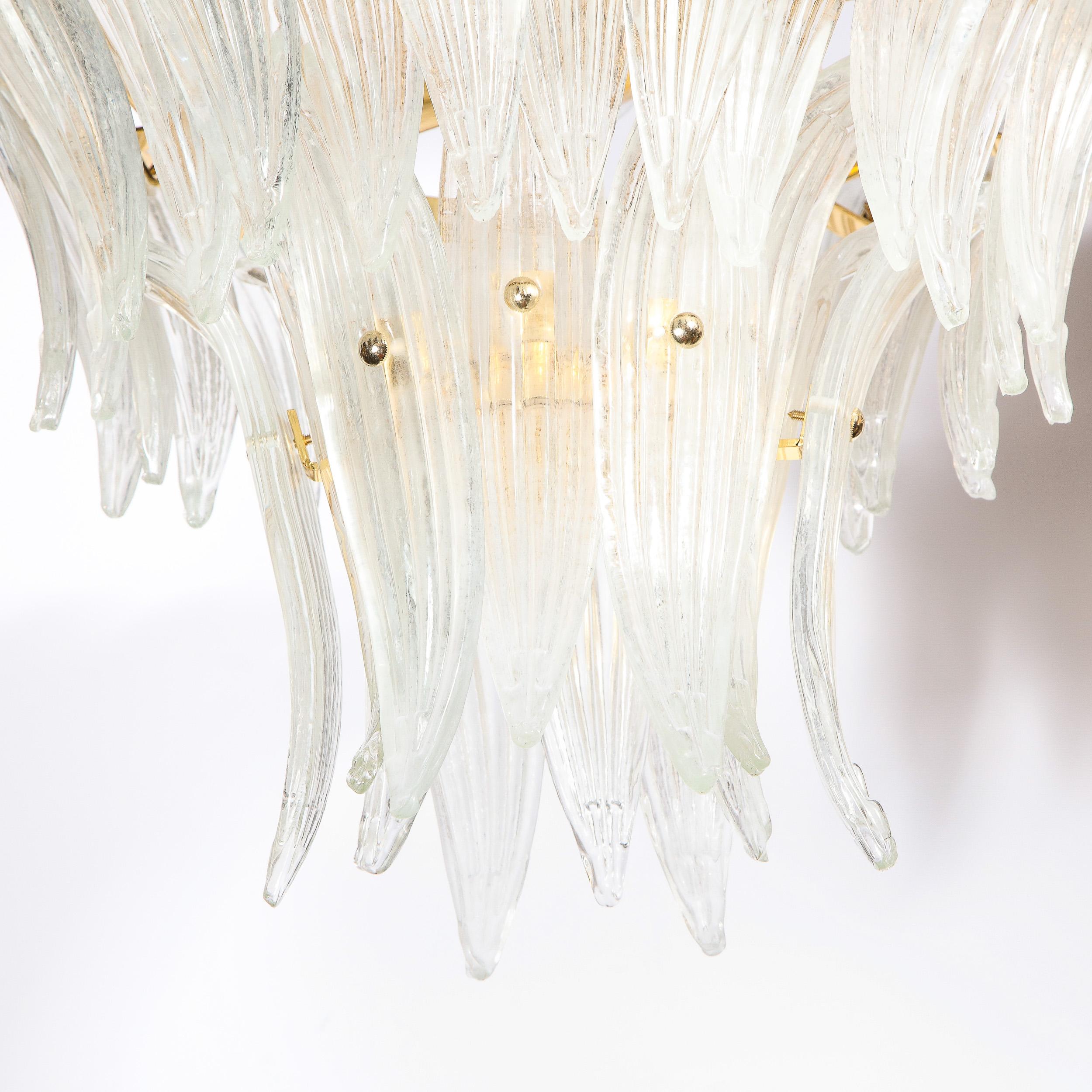 Lustre Palma à trois niveaux en verre de Murano soufflé à la main avec accessoires en laiton en vente 8