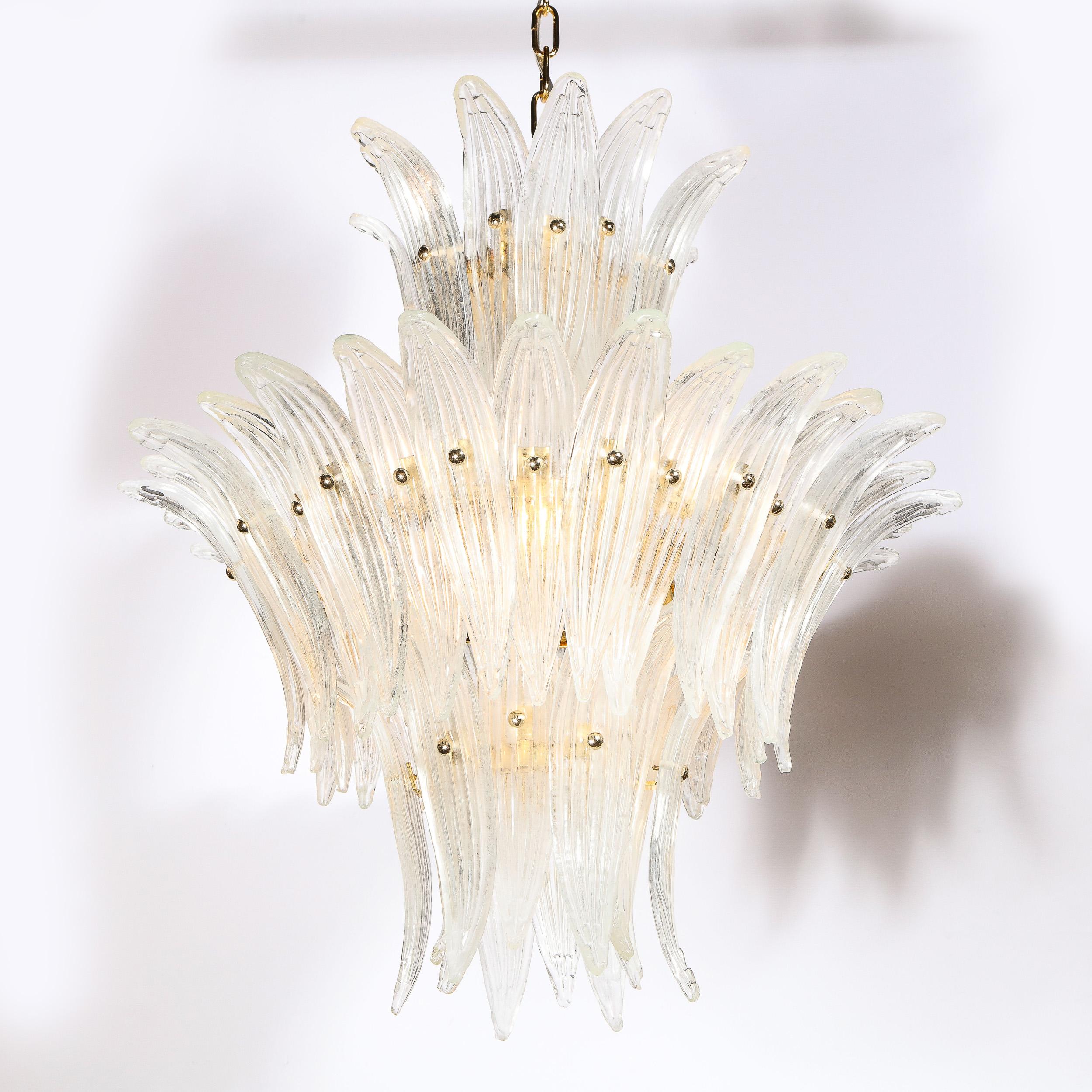 Lustre Palma à trois niveaux en verre de Murano soufflé à la main avec accessoires en laiton en vente 1